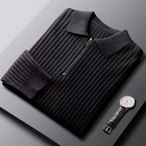 Elegante jersey con cremallera y diseño a rayas