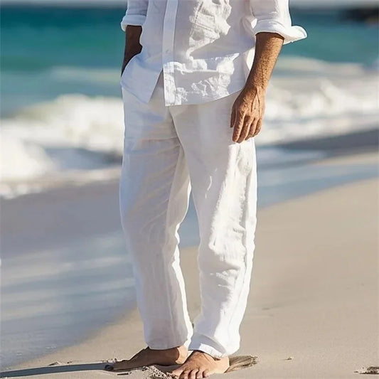 Pantalones de playa informales de lino