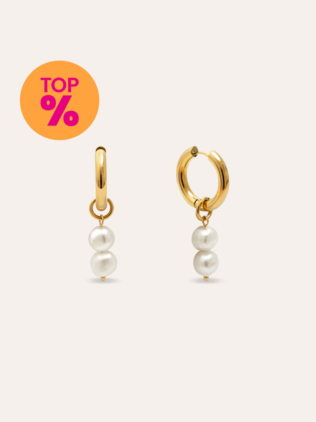 Pendientes Aro Perlita Acero Baño Oro