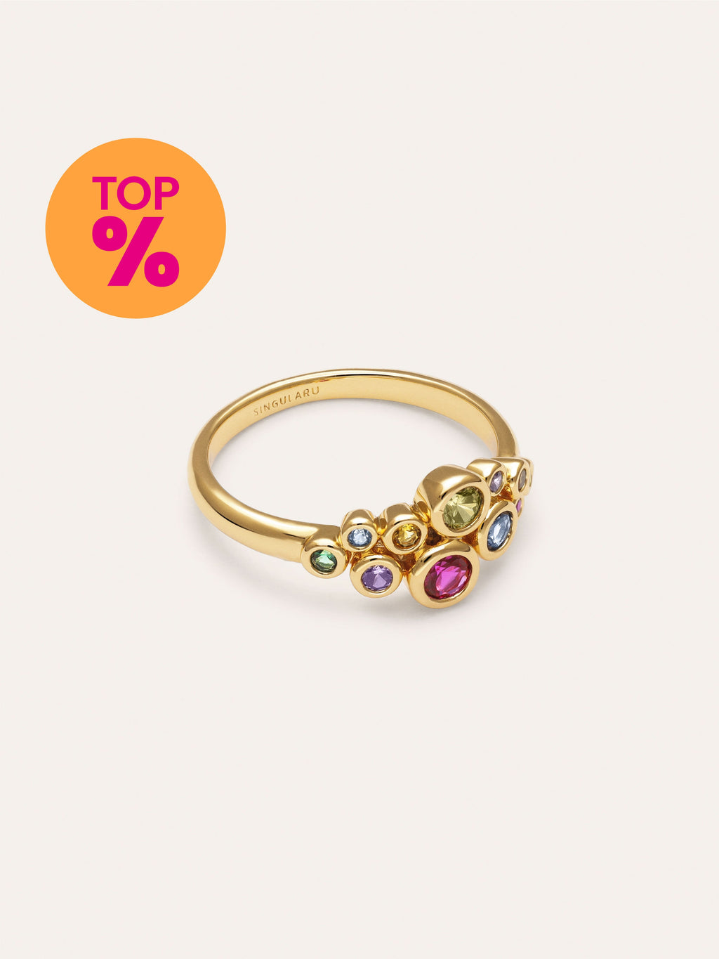 Anillo Rainbow Bubbles Baño Oro