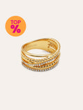 Anillo Triple Cross Spark Baño Oro