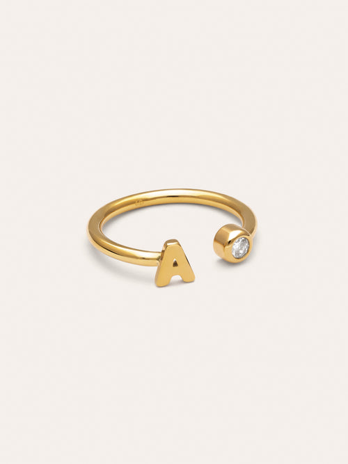 Anillo Personalizado Letter Spark Acero Baño Oro