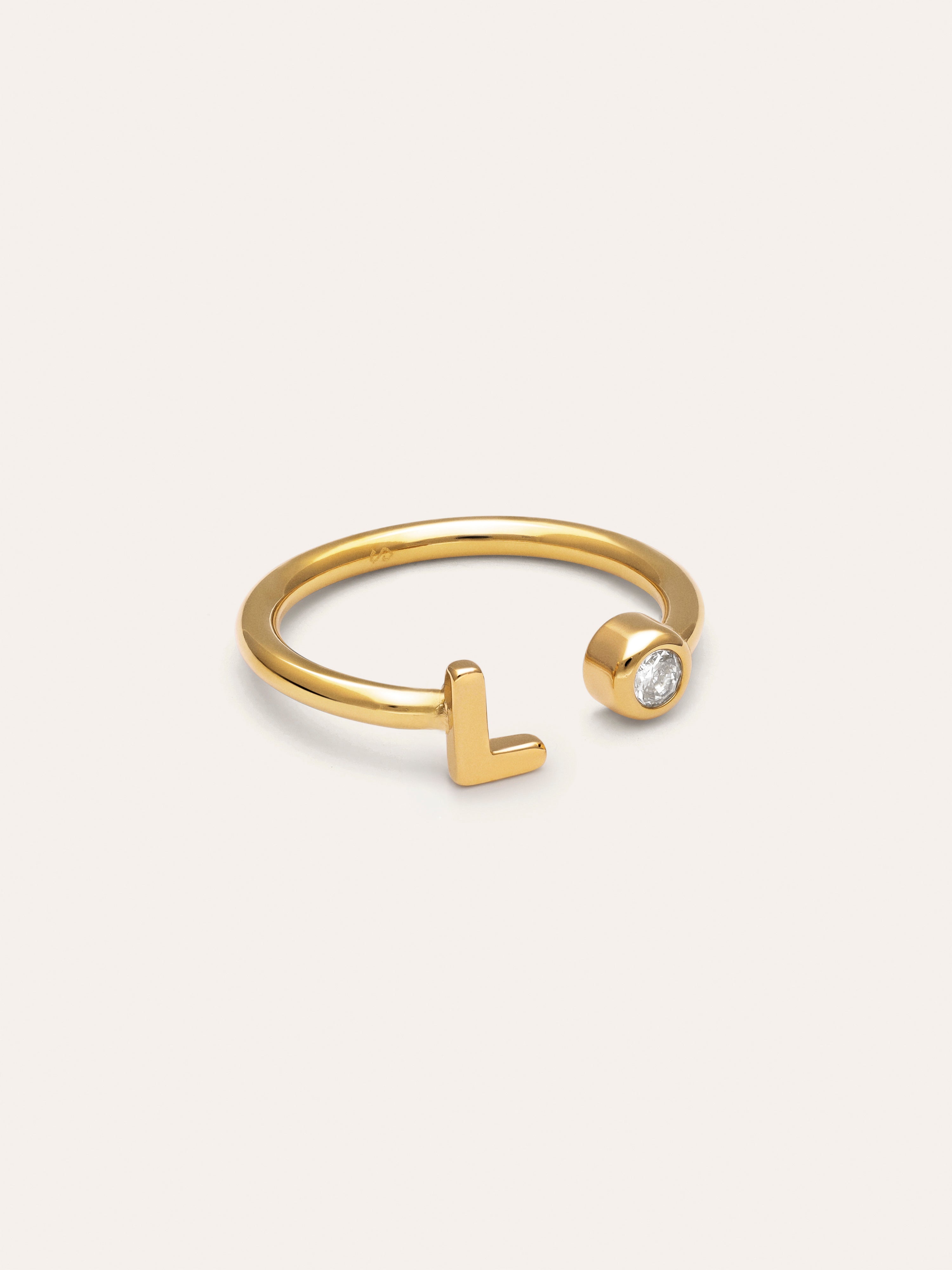 Anillo Personalizado Letter Spark Acero Baño Oro
