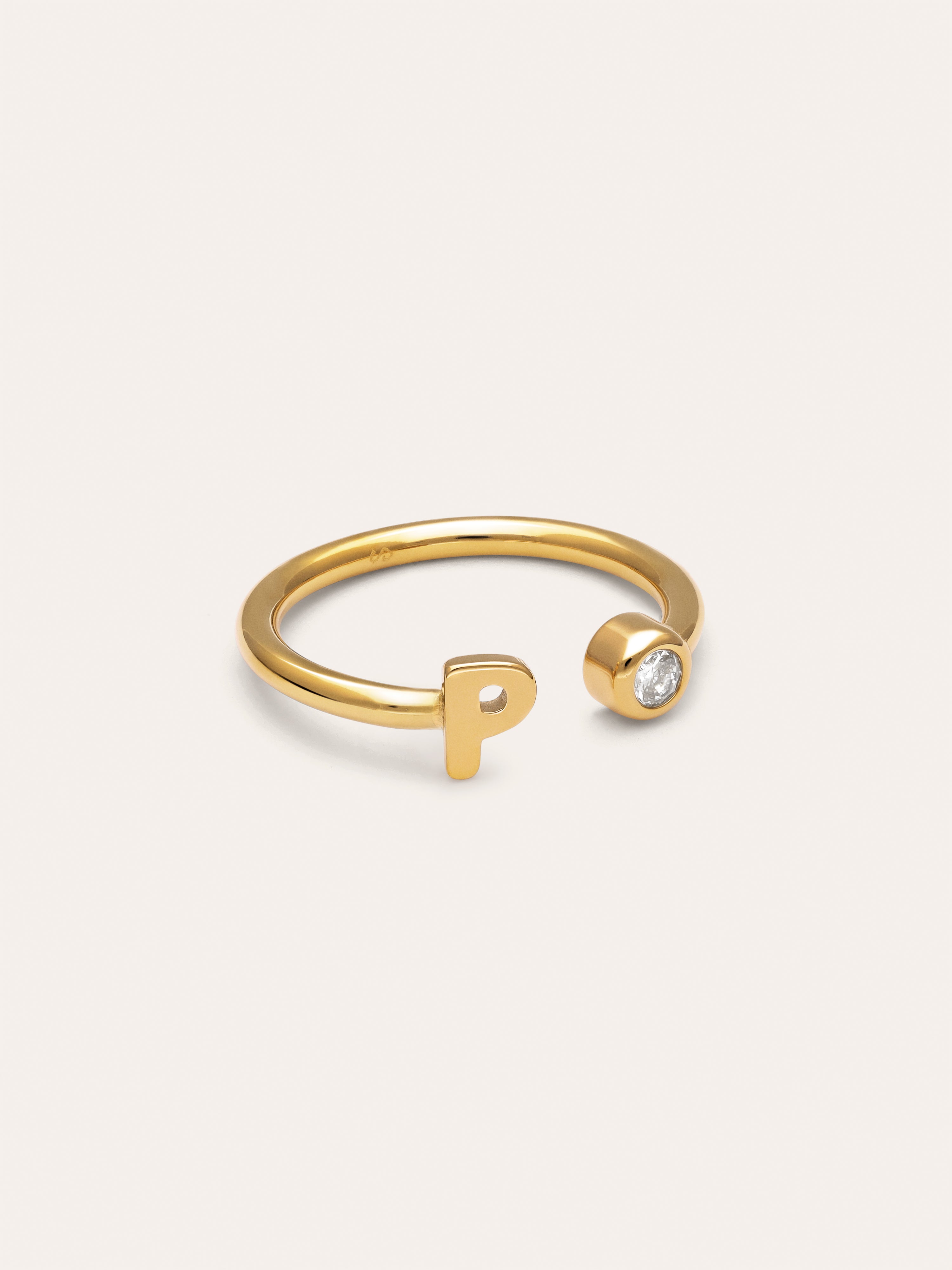 Anillo Personalizado Letter Spark Acero Baño Oro