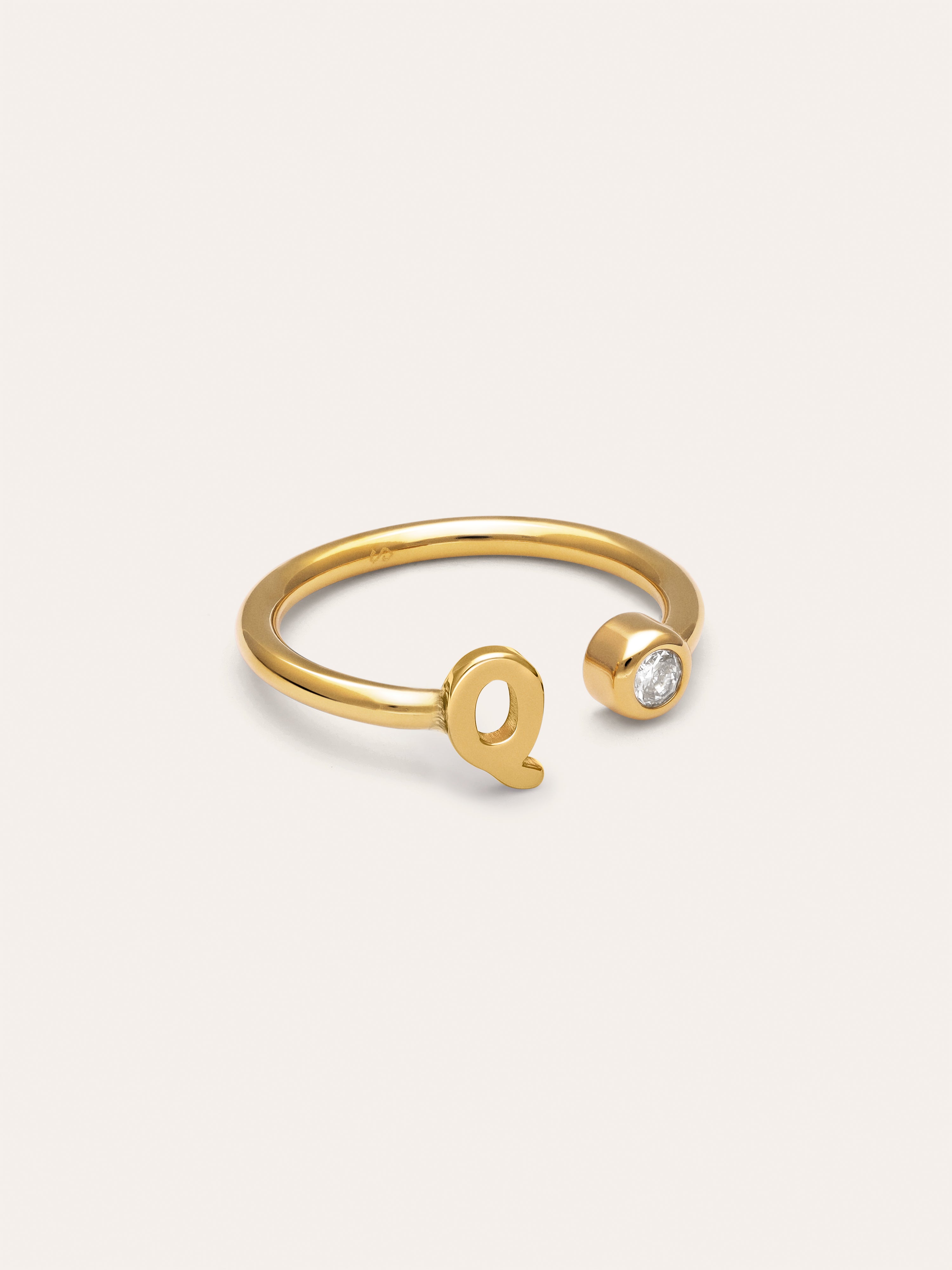 Anillo Personalizado Letter Spark Acero Baño Oro