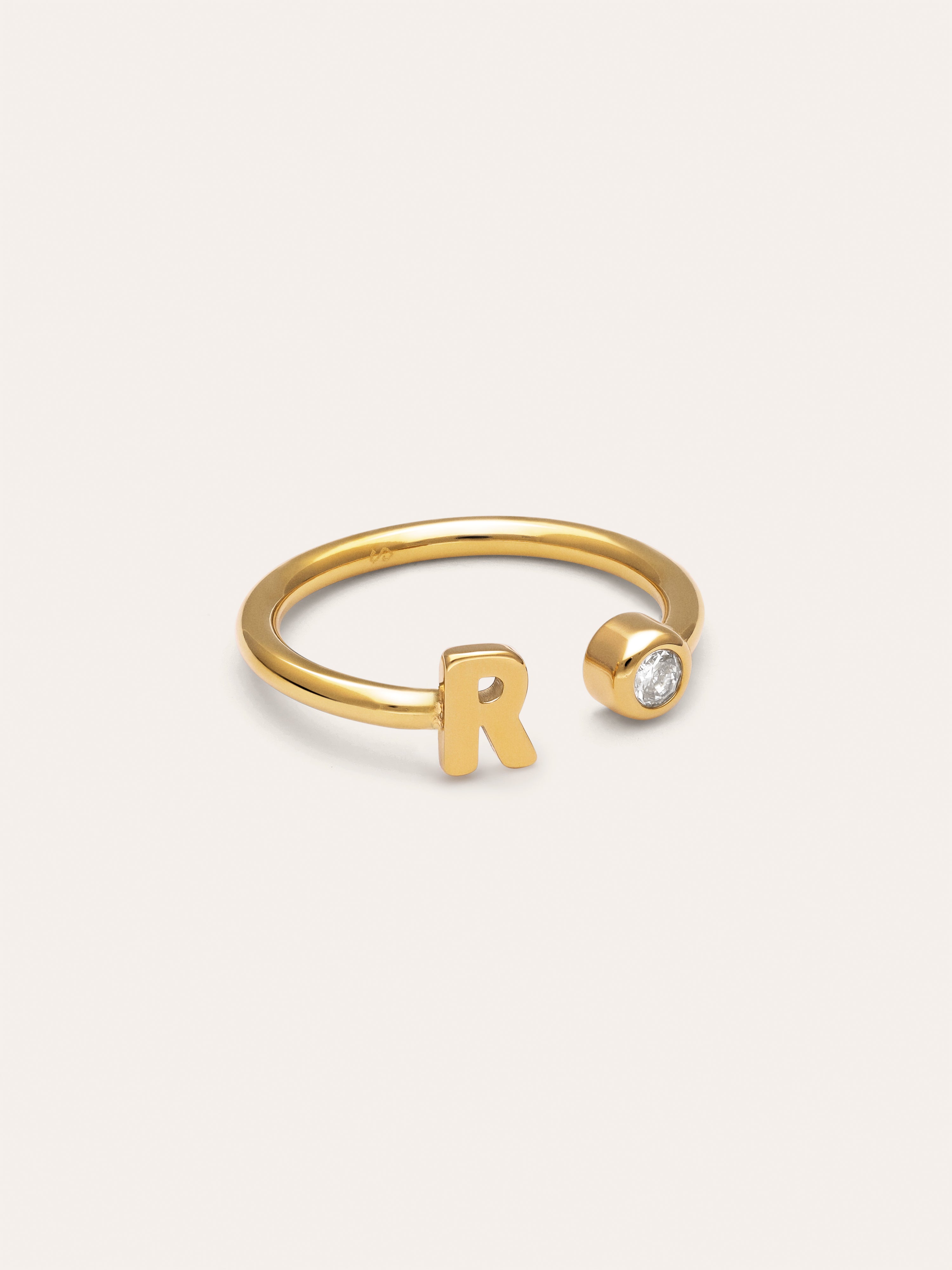 Anillo Personalizado Letter Spark Acero Baño Oro