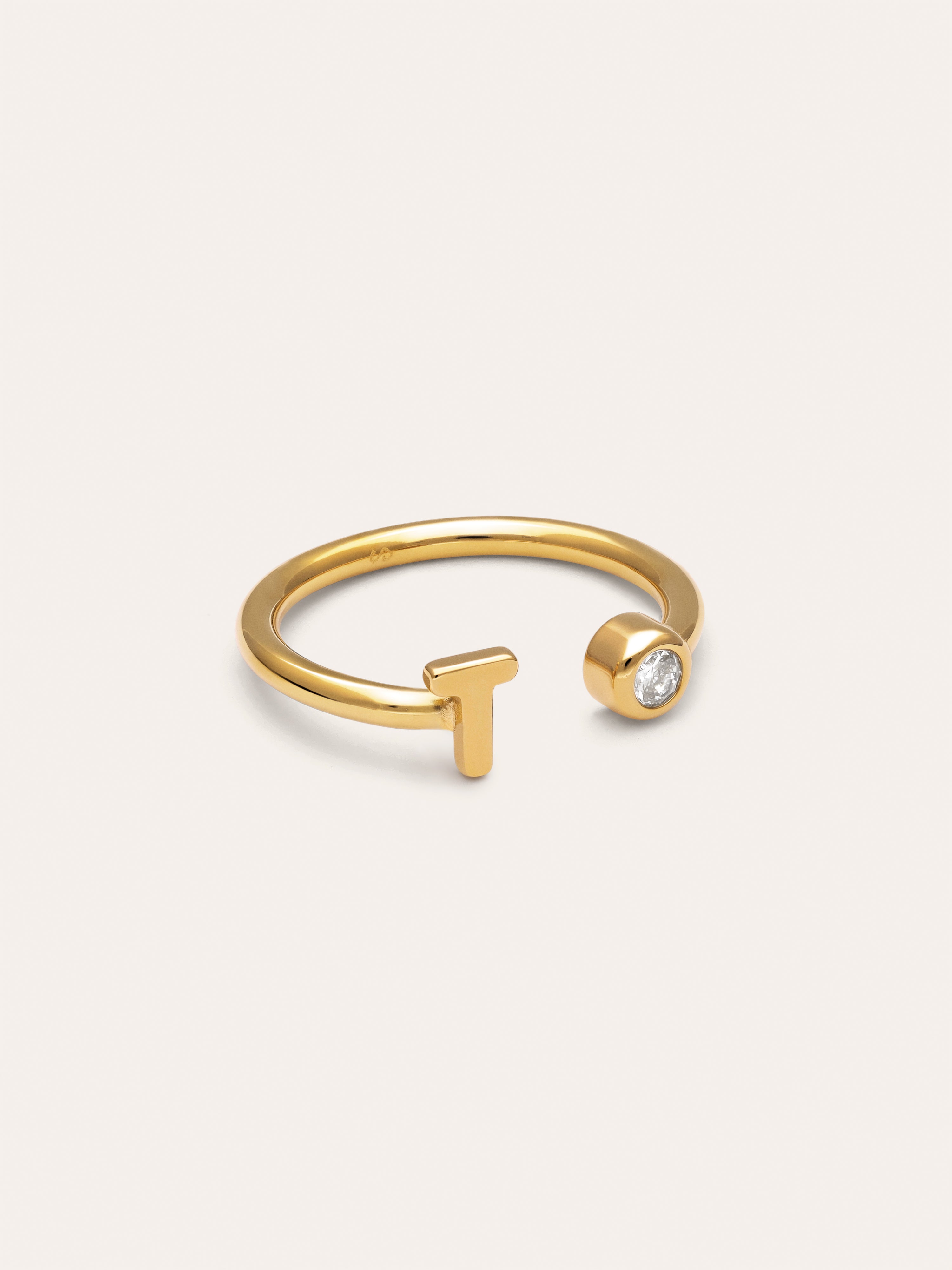 Anillo Personalizado Letter Spark Acero Baño Oro