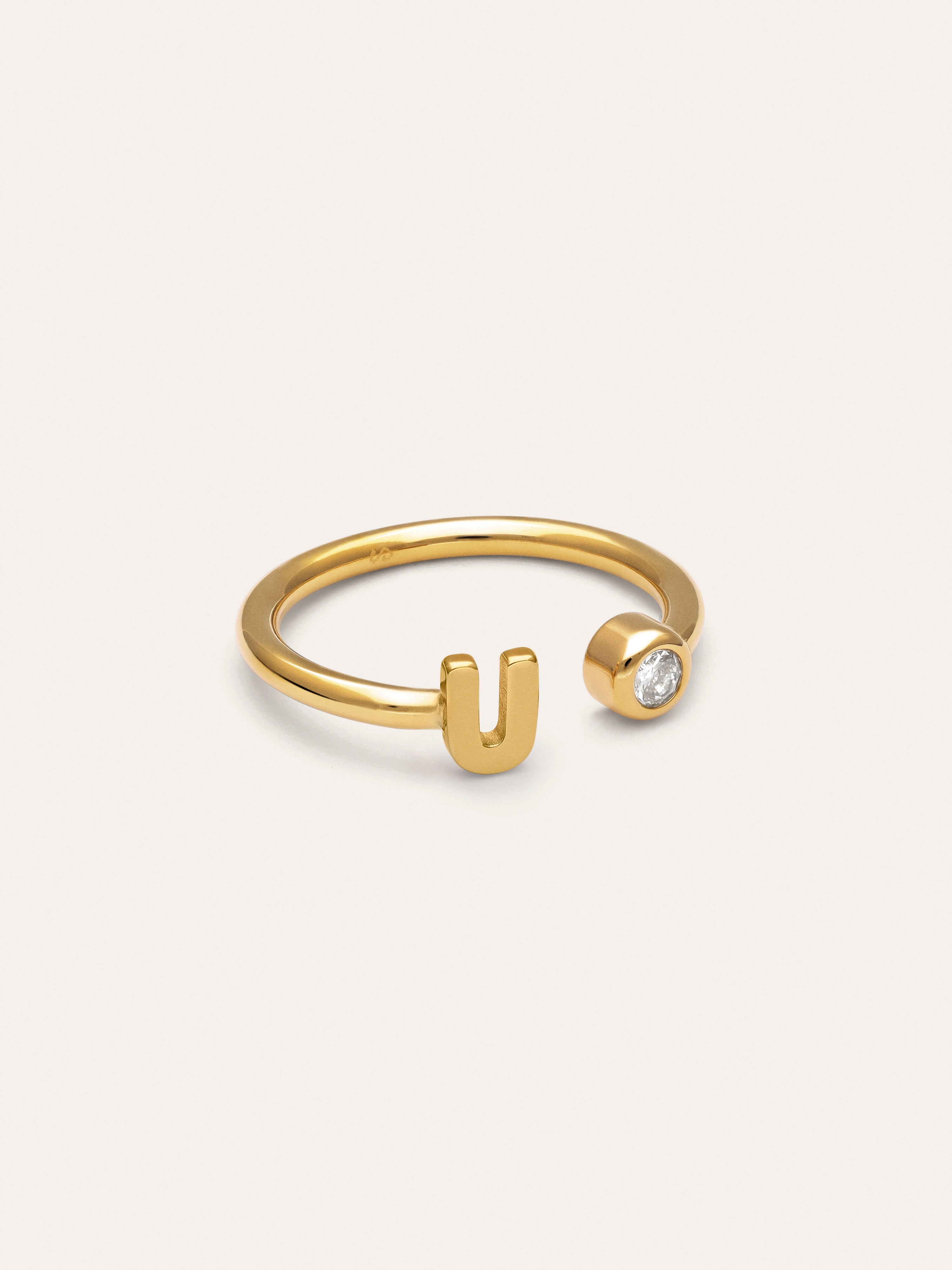 Anillo Personalizado Letter Spark Acero Baño Oro