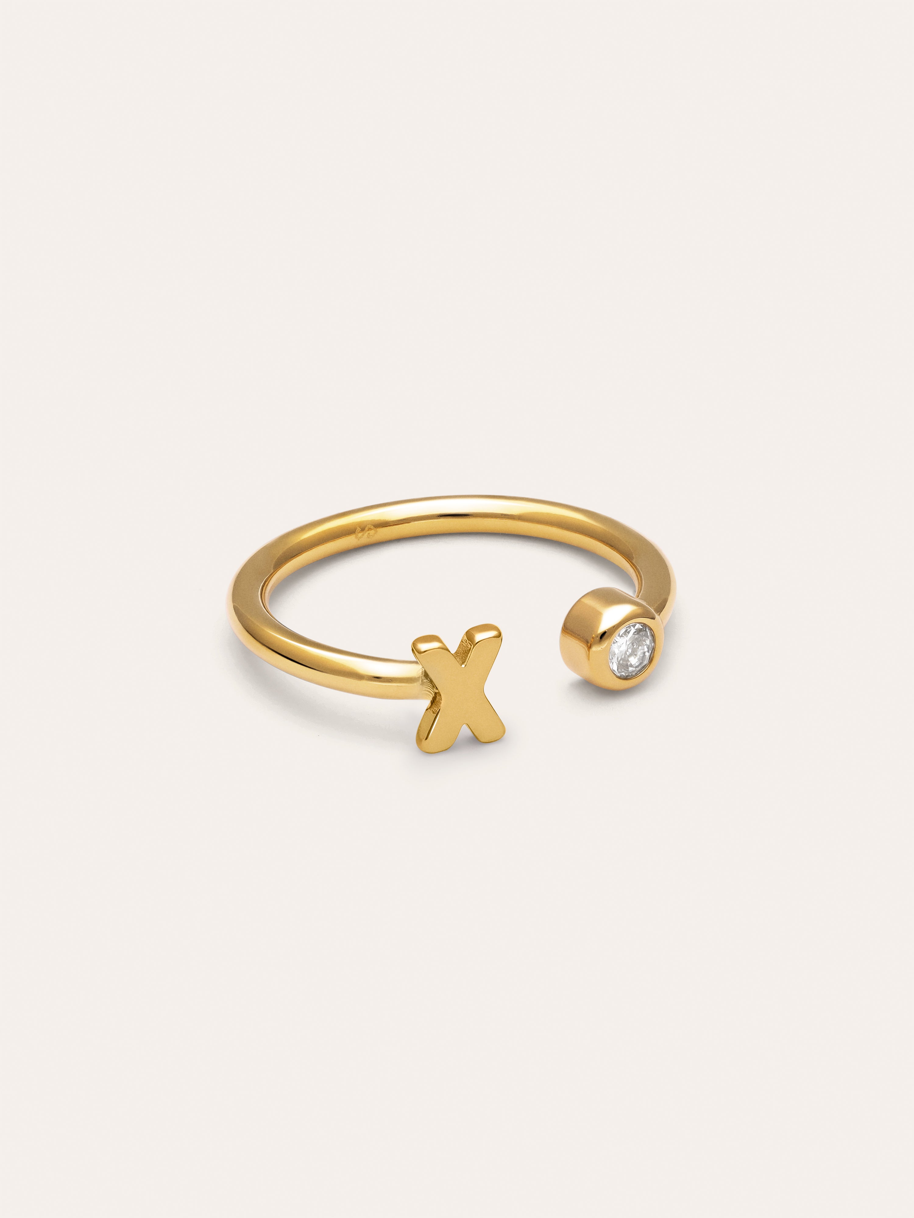 Anillo Personalizado Letter Spark Acero Baño Oro