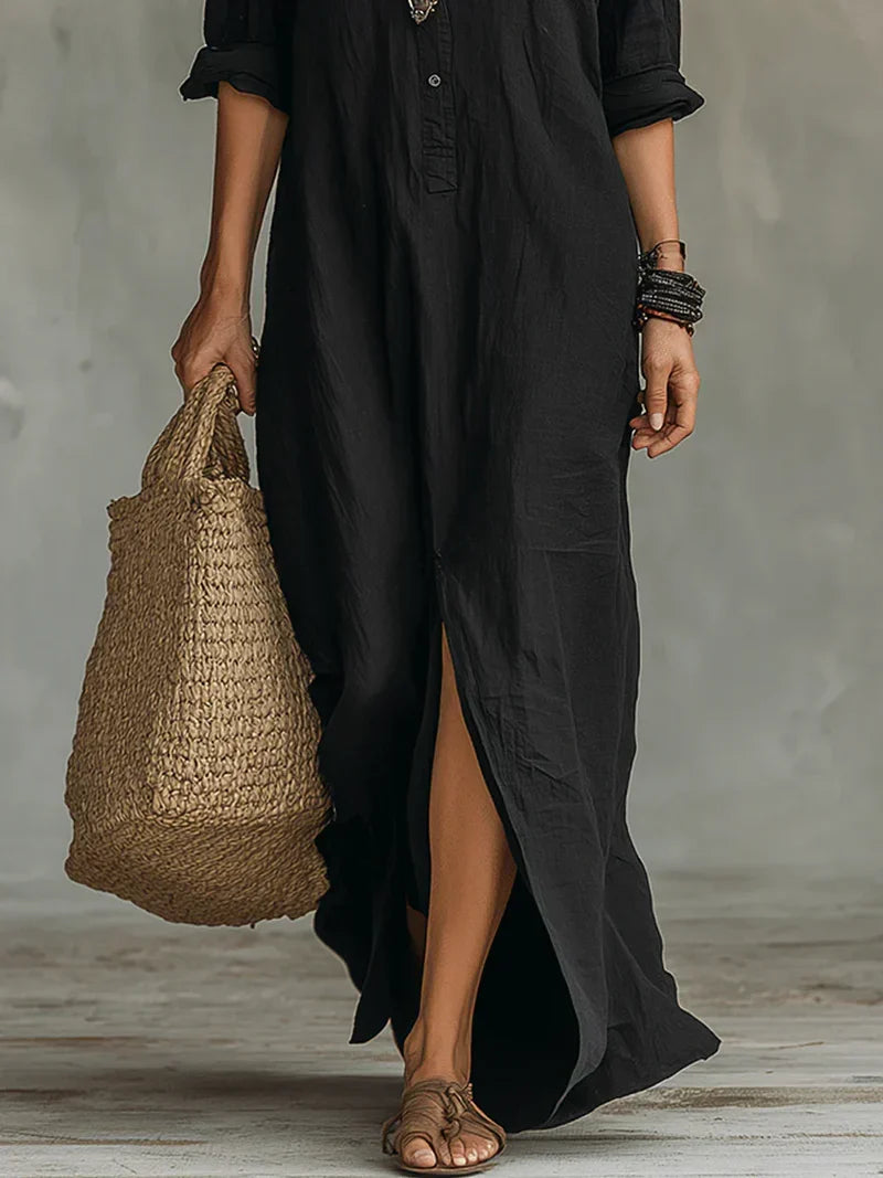 Vestido Selena™ | Maxi holgado con escote abotonado