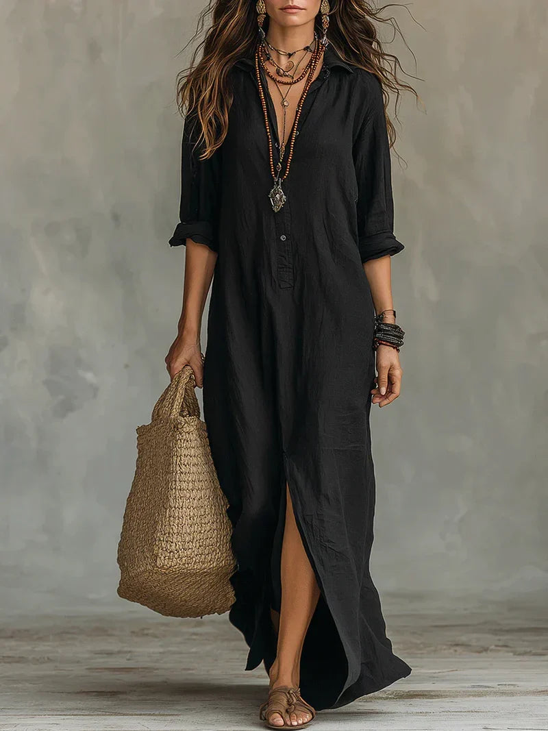Vestido Selena™ | Maxi holgado con escote abotonado