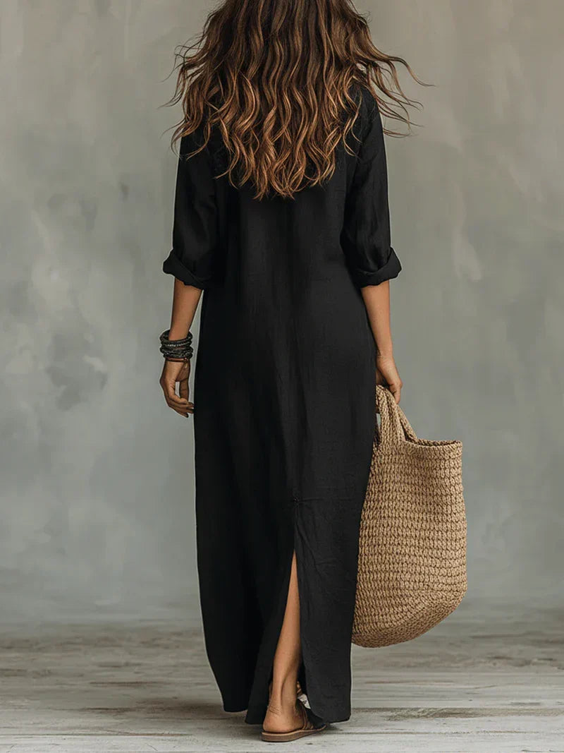 Vestido Selena™ | Maxi holgado con escote abotonado
