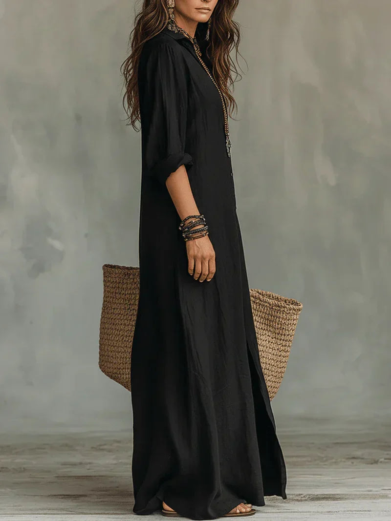Vestido Selena™ | Maxi holgado con escote abotonado