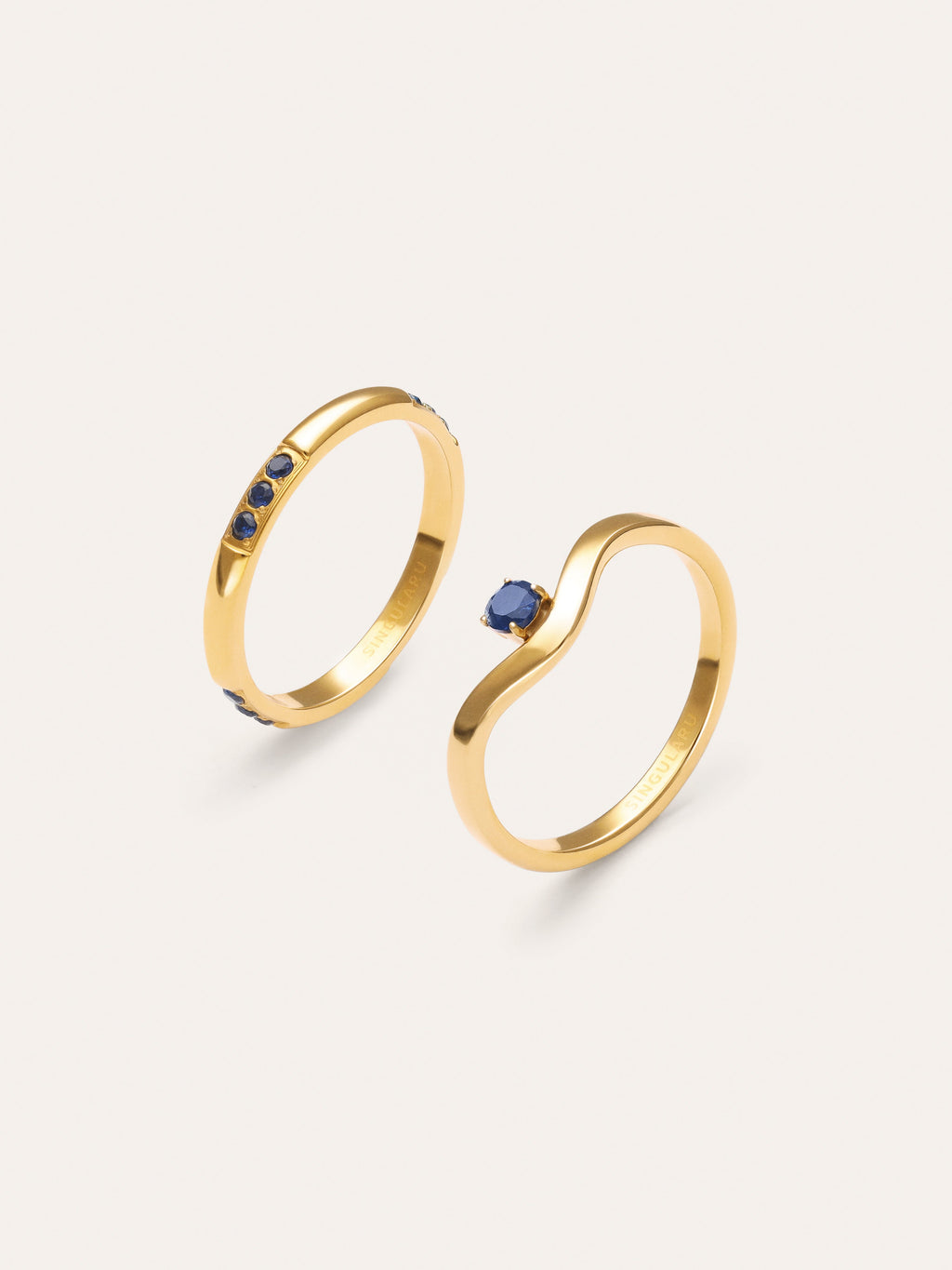 Pack 2 Anillos Klein Azul Acero Baño Oro