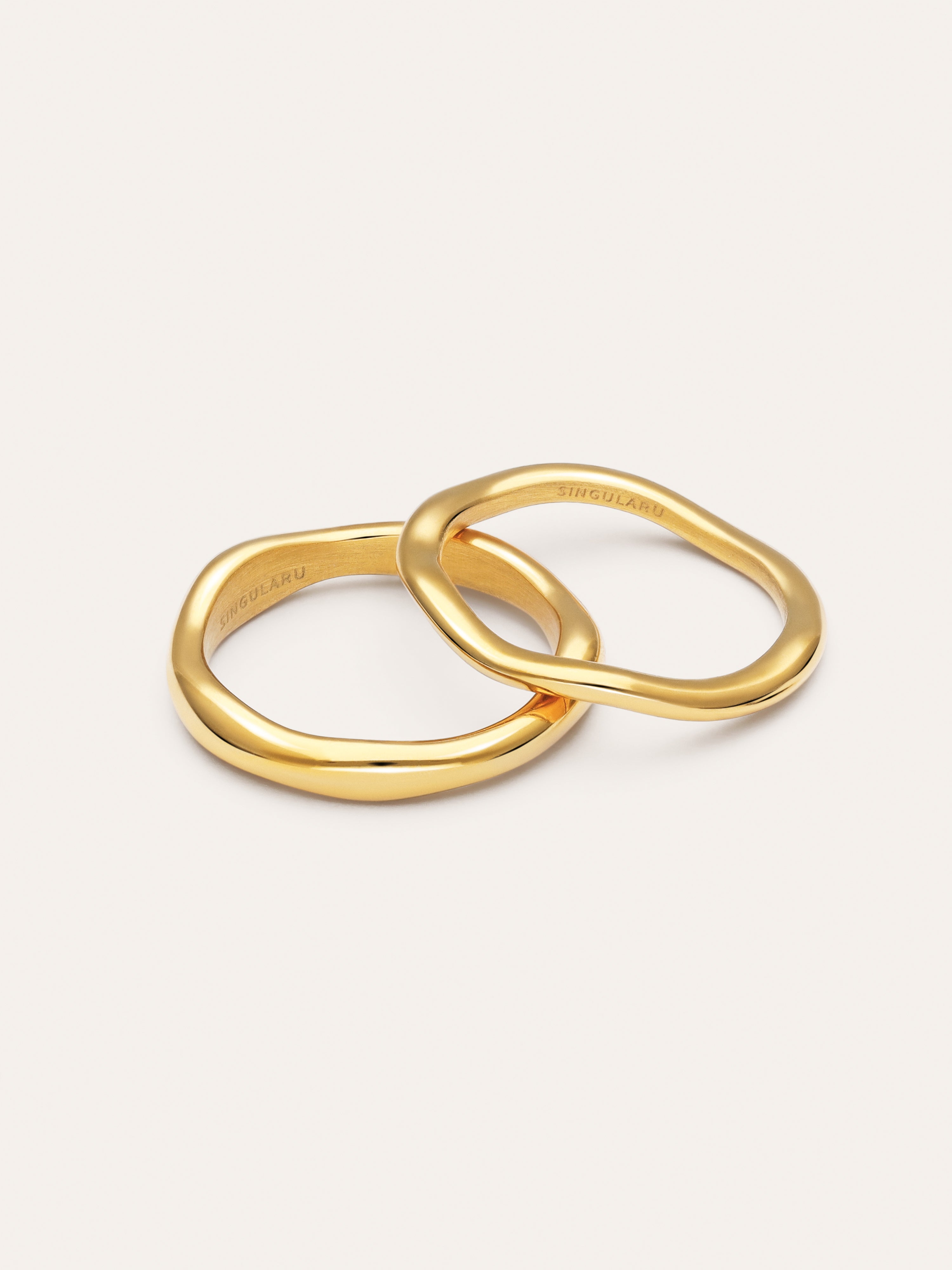 Pack 2 Anillos Nea Acero Baño Oro