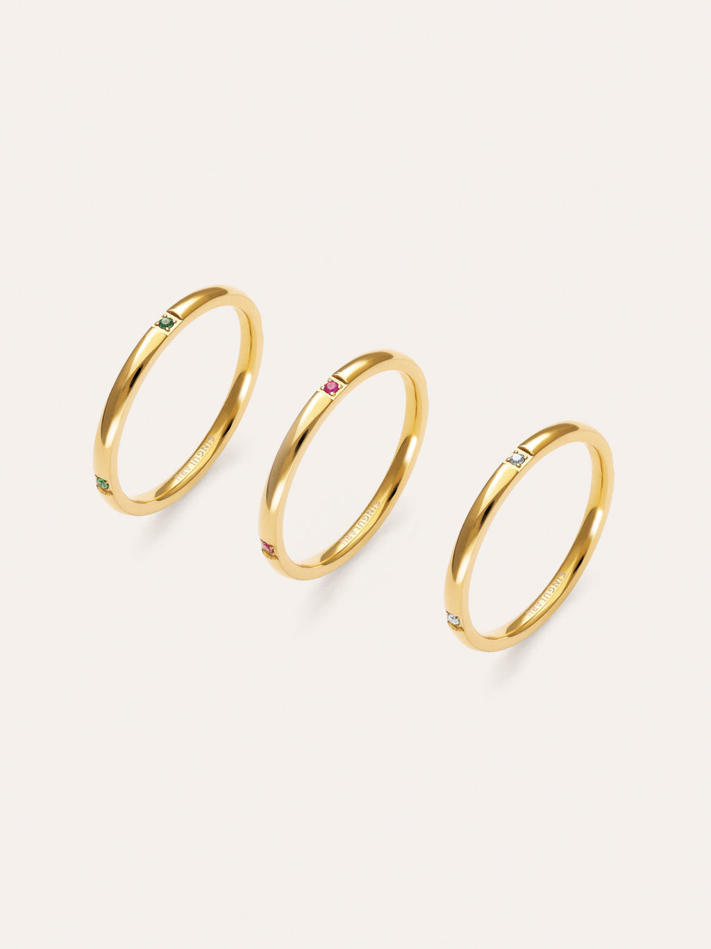 Pack 3 Anillos Palmar Colors Acero Baño Oro