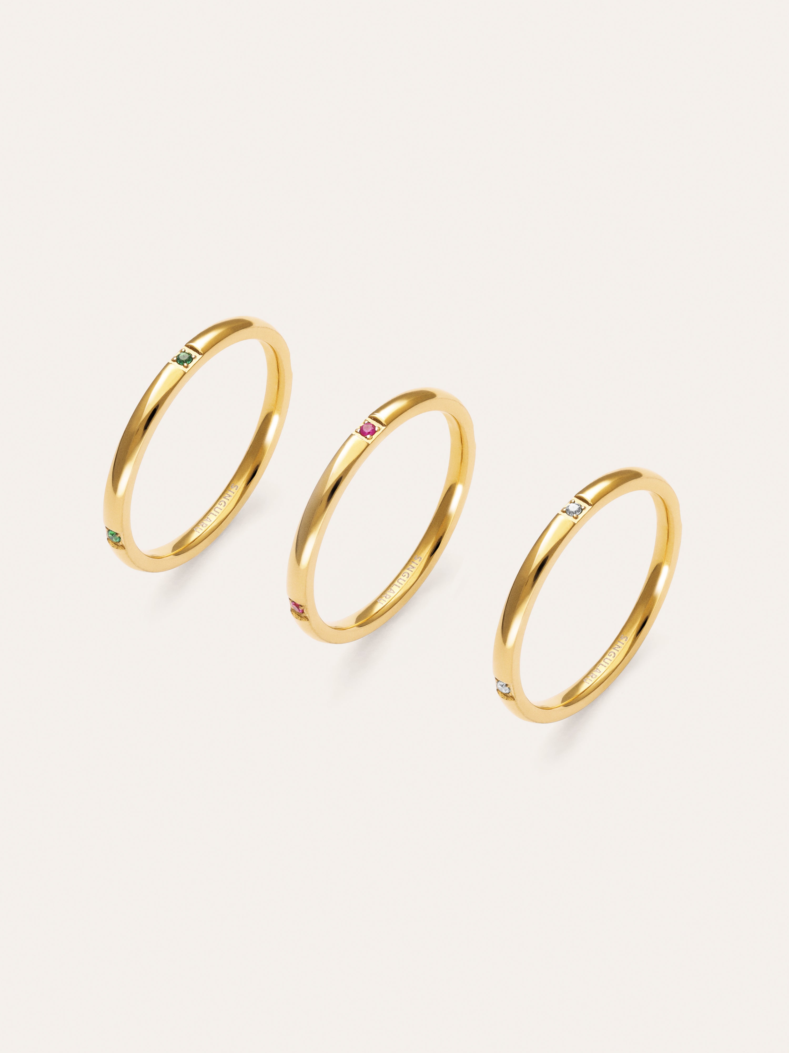 Pack 3 Anillos Palmar Colors Acero Baño Oro