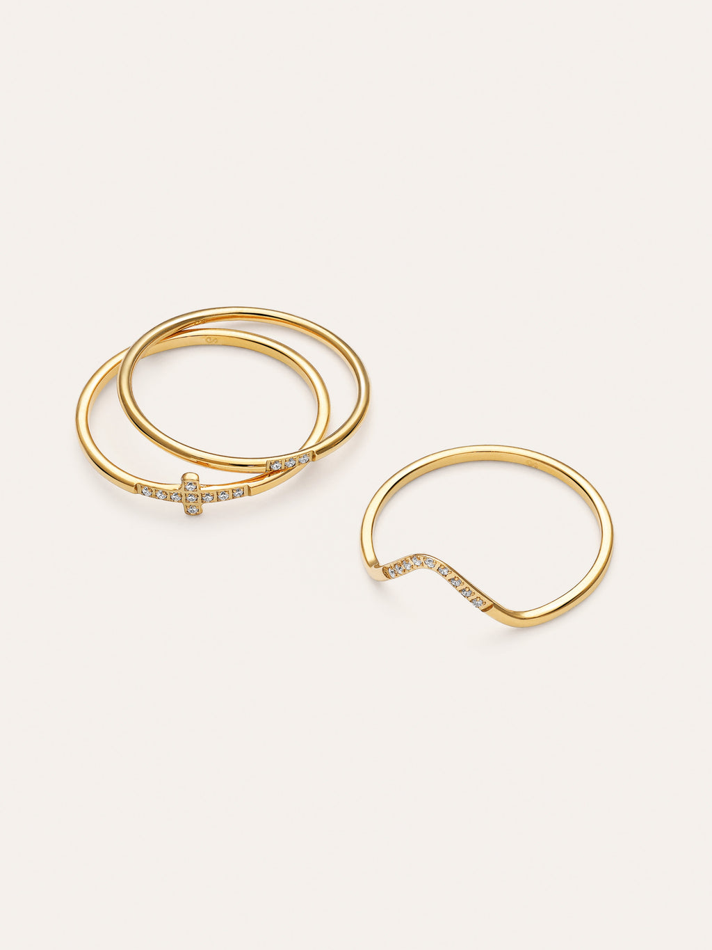 Pack 3 Anillos Sparks Acero Baño Oro