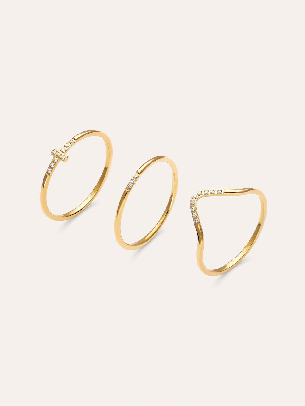 Pack 3 Anillos Sparks Acero Baño Oro