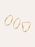 Pack 3 Anillos Sparks Acero Baño Oro