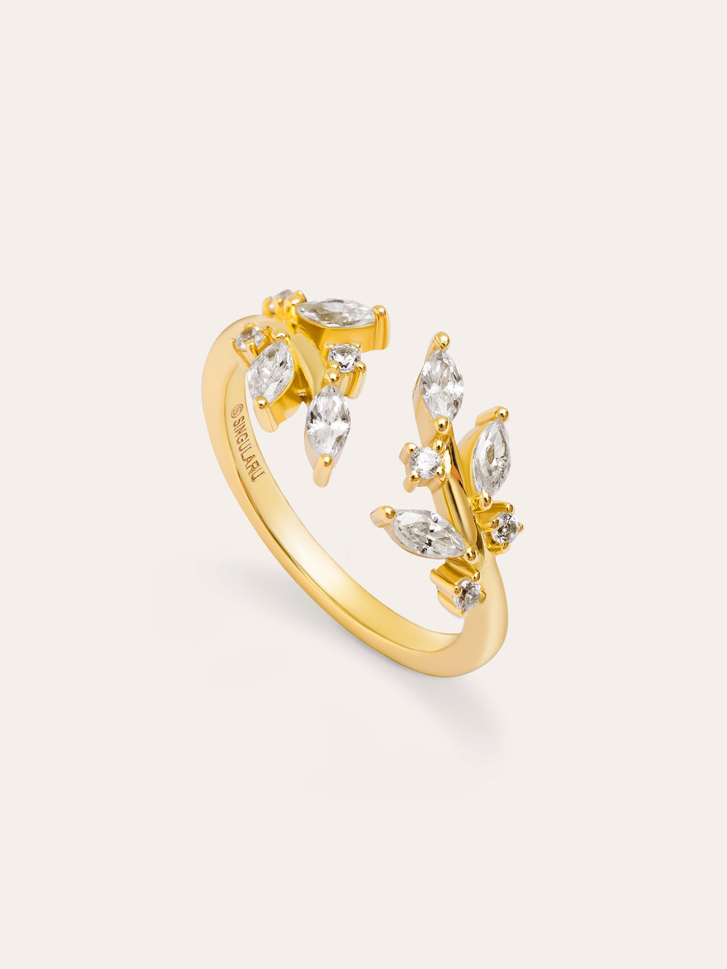 Anillo Buganvilla White Baño Oro