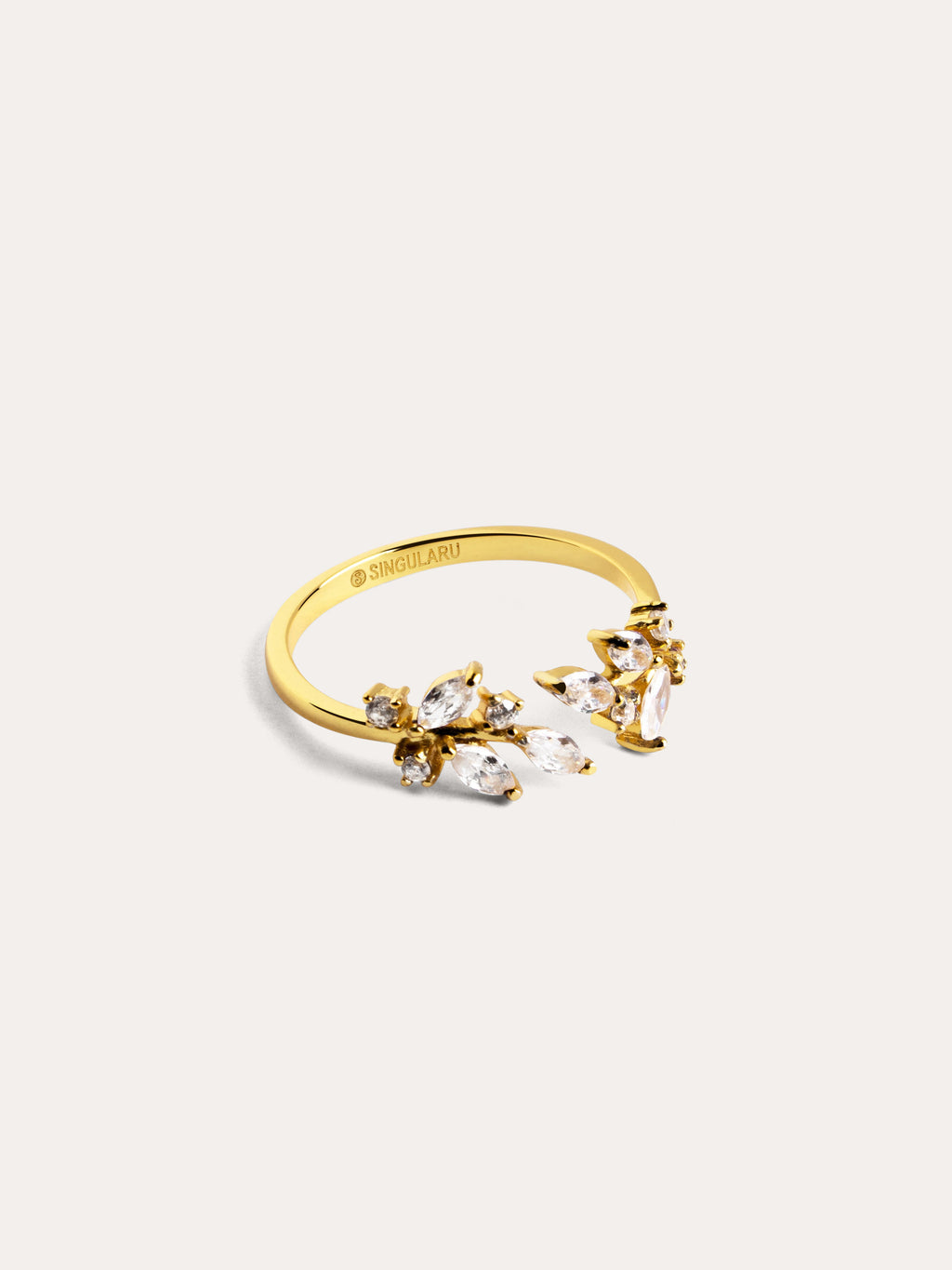 Anillo Buganvilla White Baño Oro