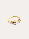 Anillo Buganvilla White Baño Oro