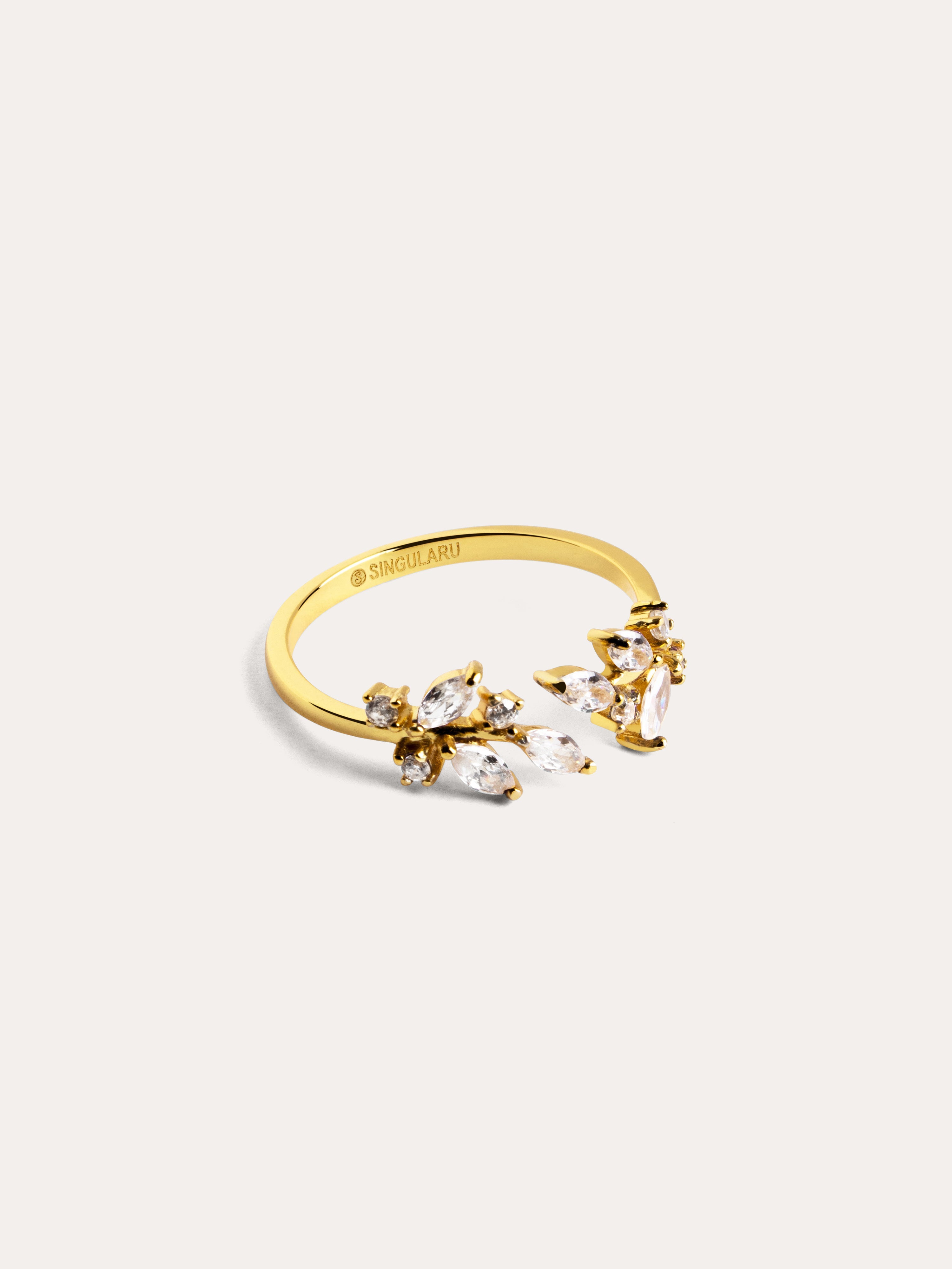 Anillo Buganvilla White Baño Oro