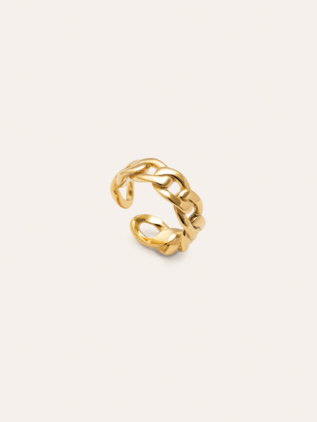 Anillo Chunky Eslabón Acero Baño Oro