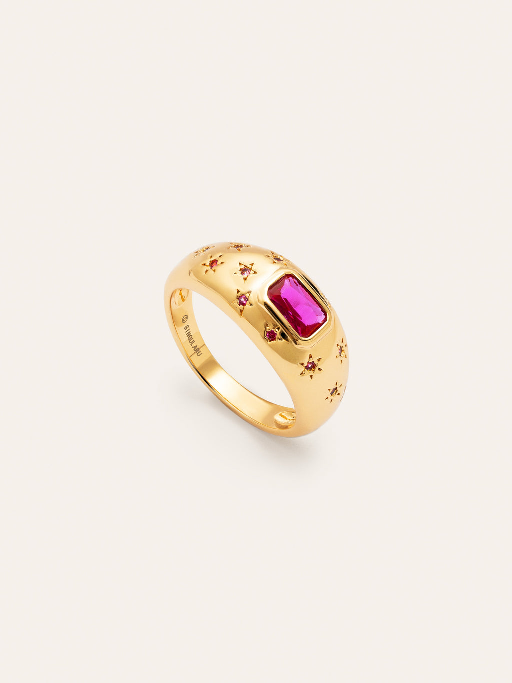 Anillo Charlotte Fucsia Baño Oro