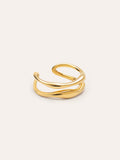 Anillo Doble Aire Acero Baño Oro