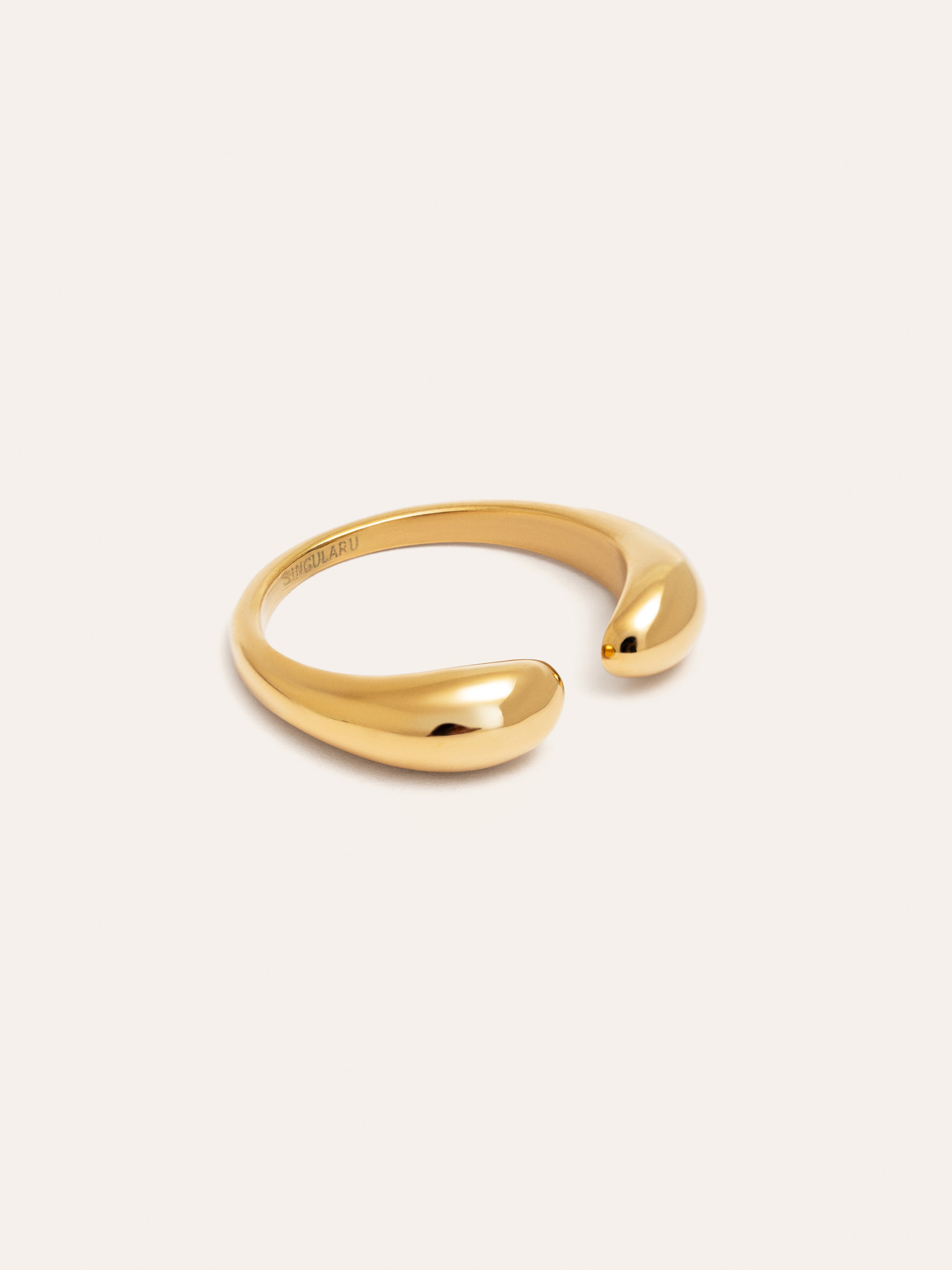 Anillo Doble Gota Acero Baño Oro