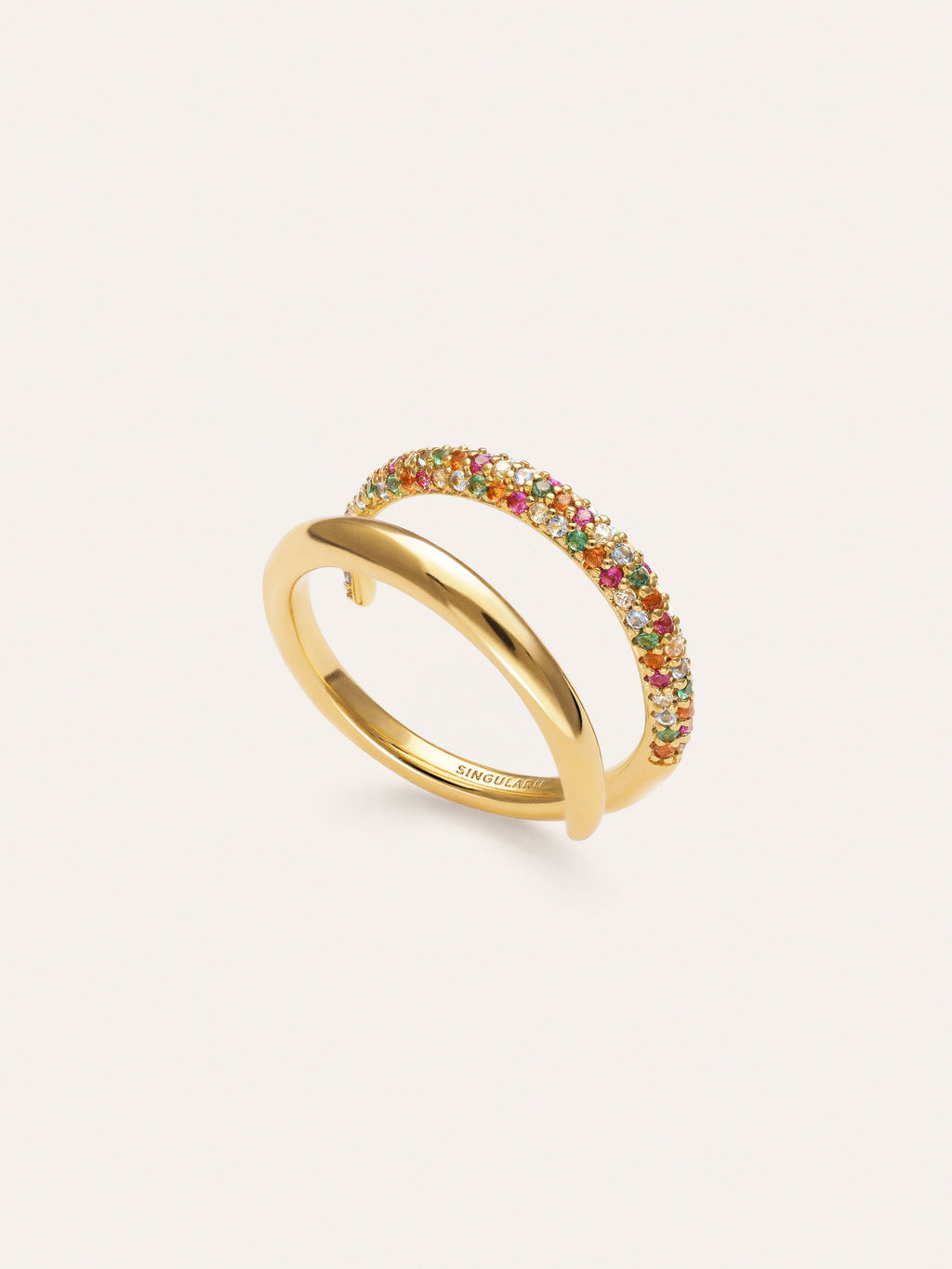 Anillo Doble Scarlett Dance Baño Oro