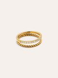 Anillo Doble Tressia Spark Acero Baño Oro