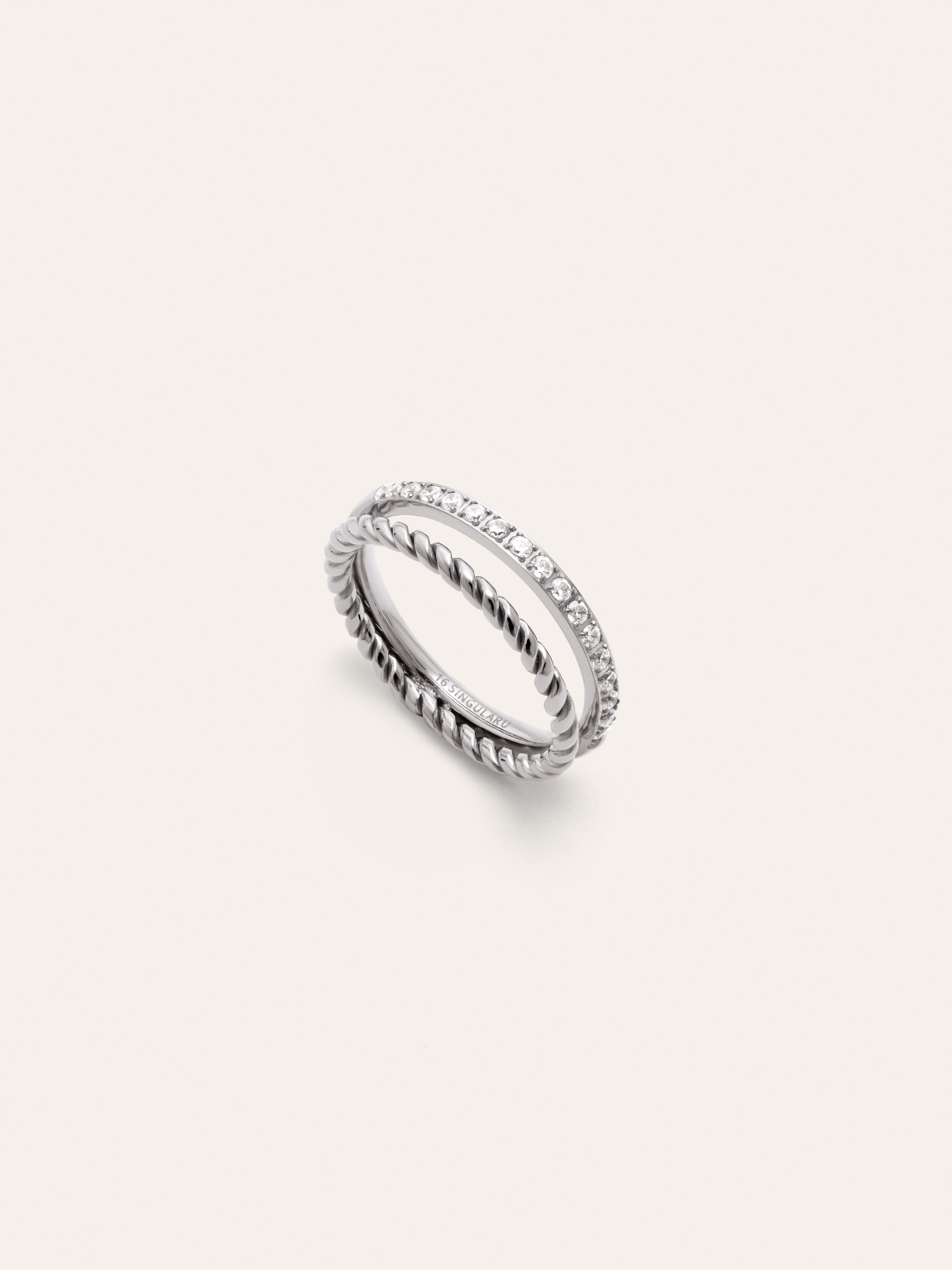 Anillo Doble Tressia Spark Acero