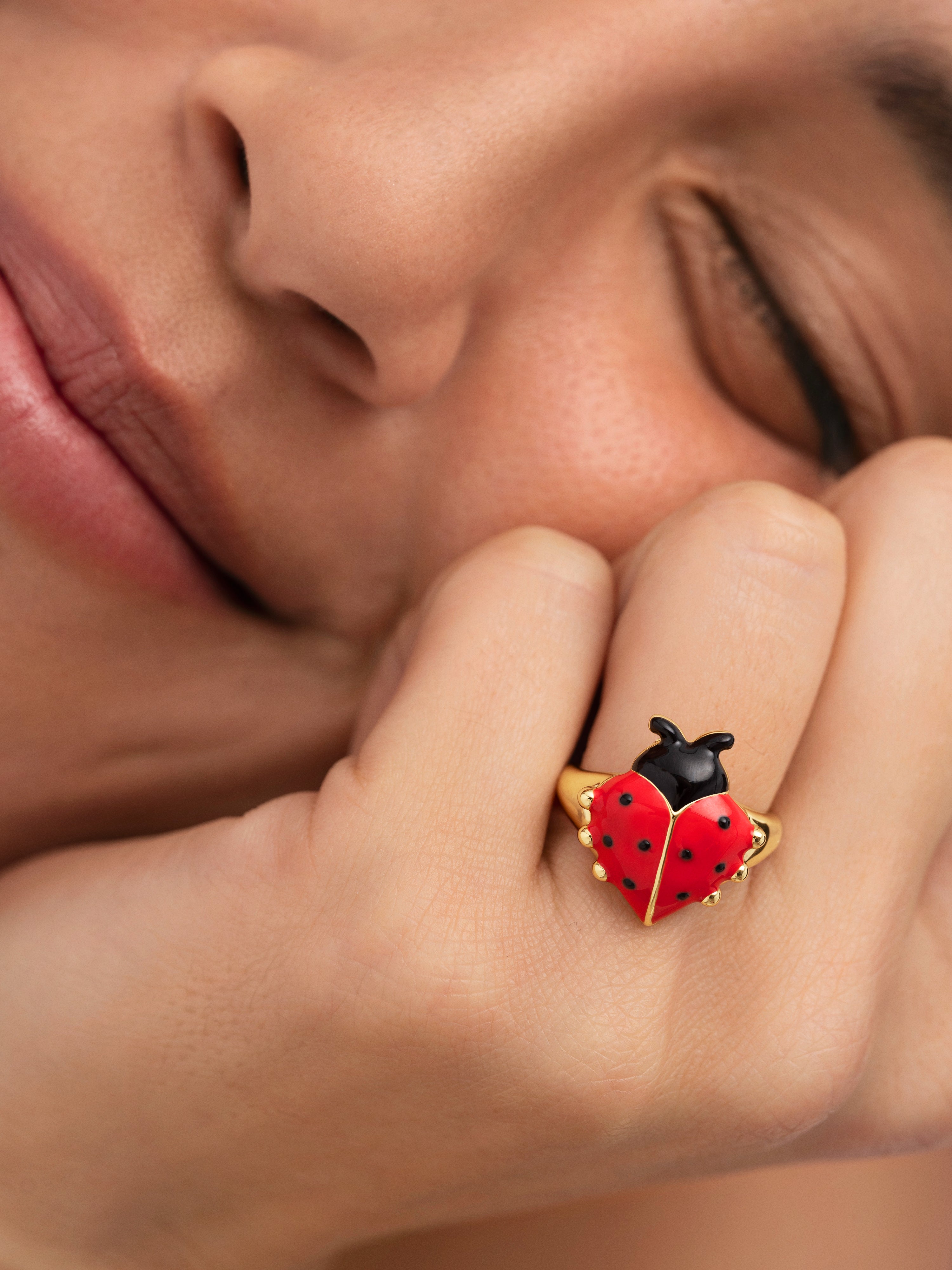 Anillo Mariquita Baño Oro