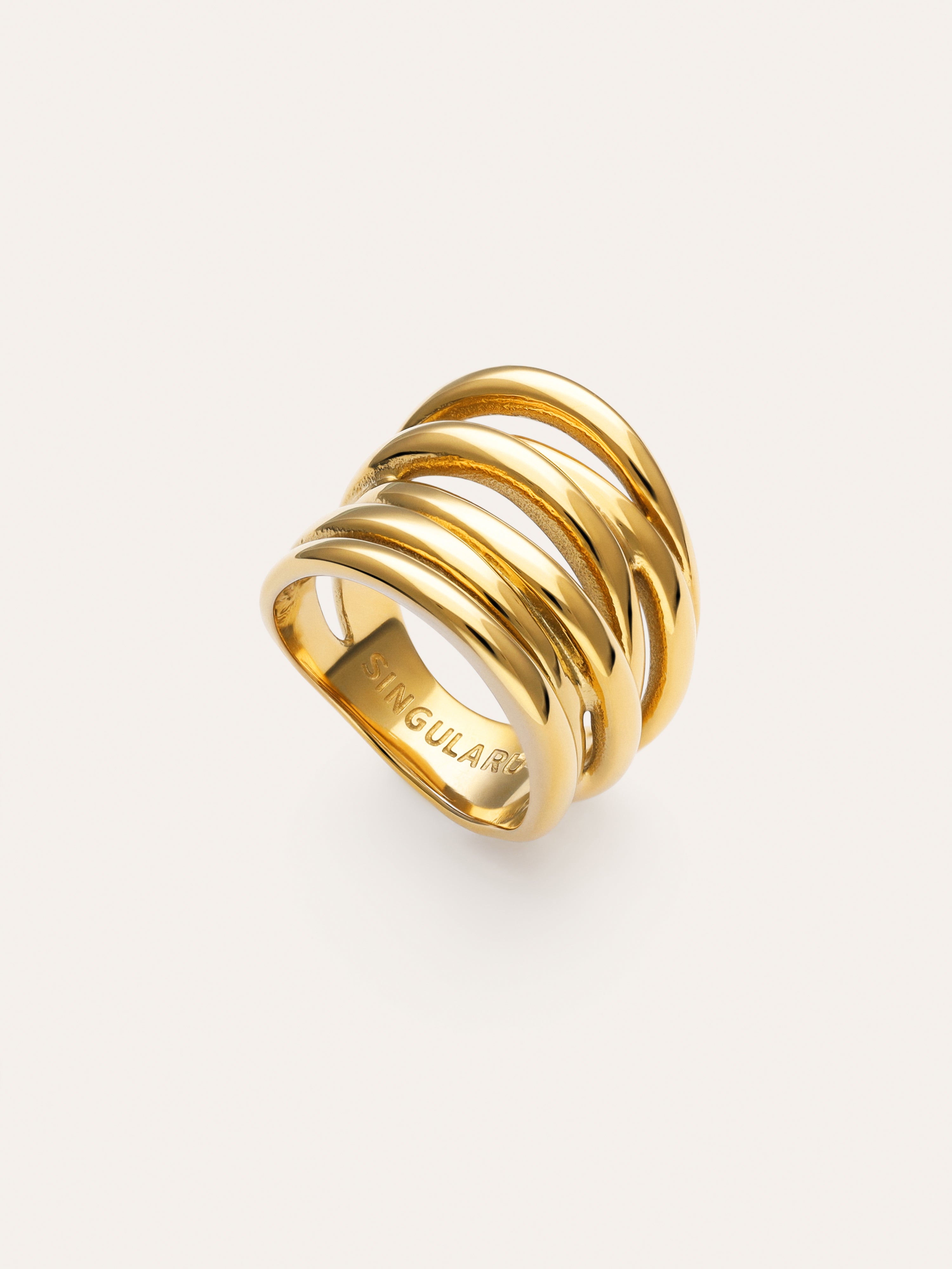 Anillo Ondina Acero Baño Oro