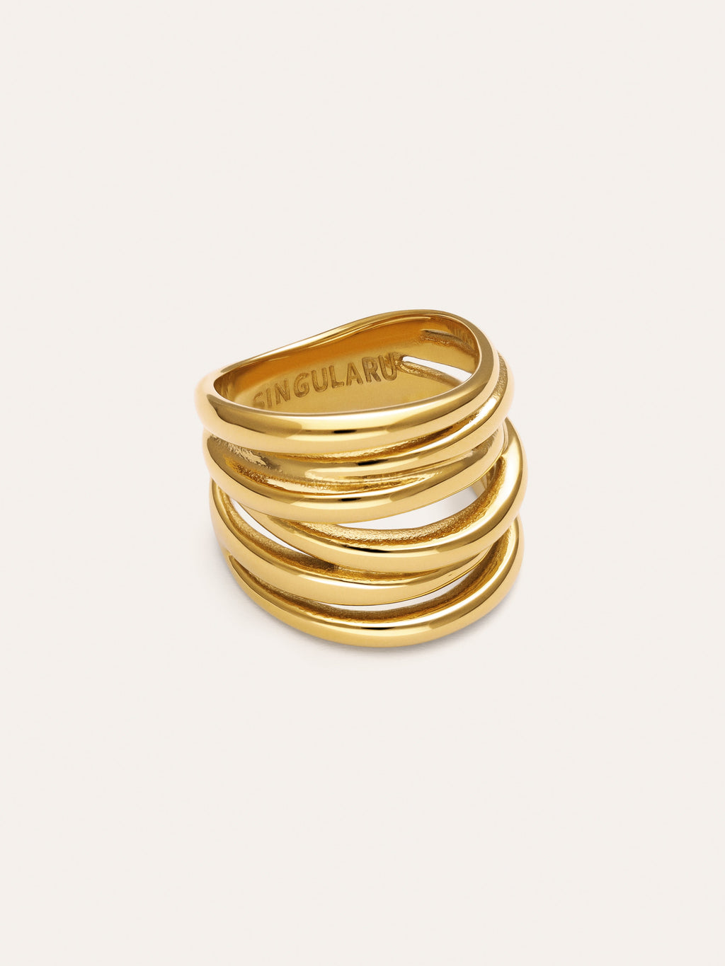 Anillo Ondina Acero Baño Oro