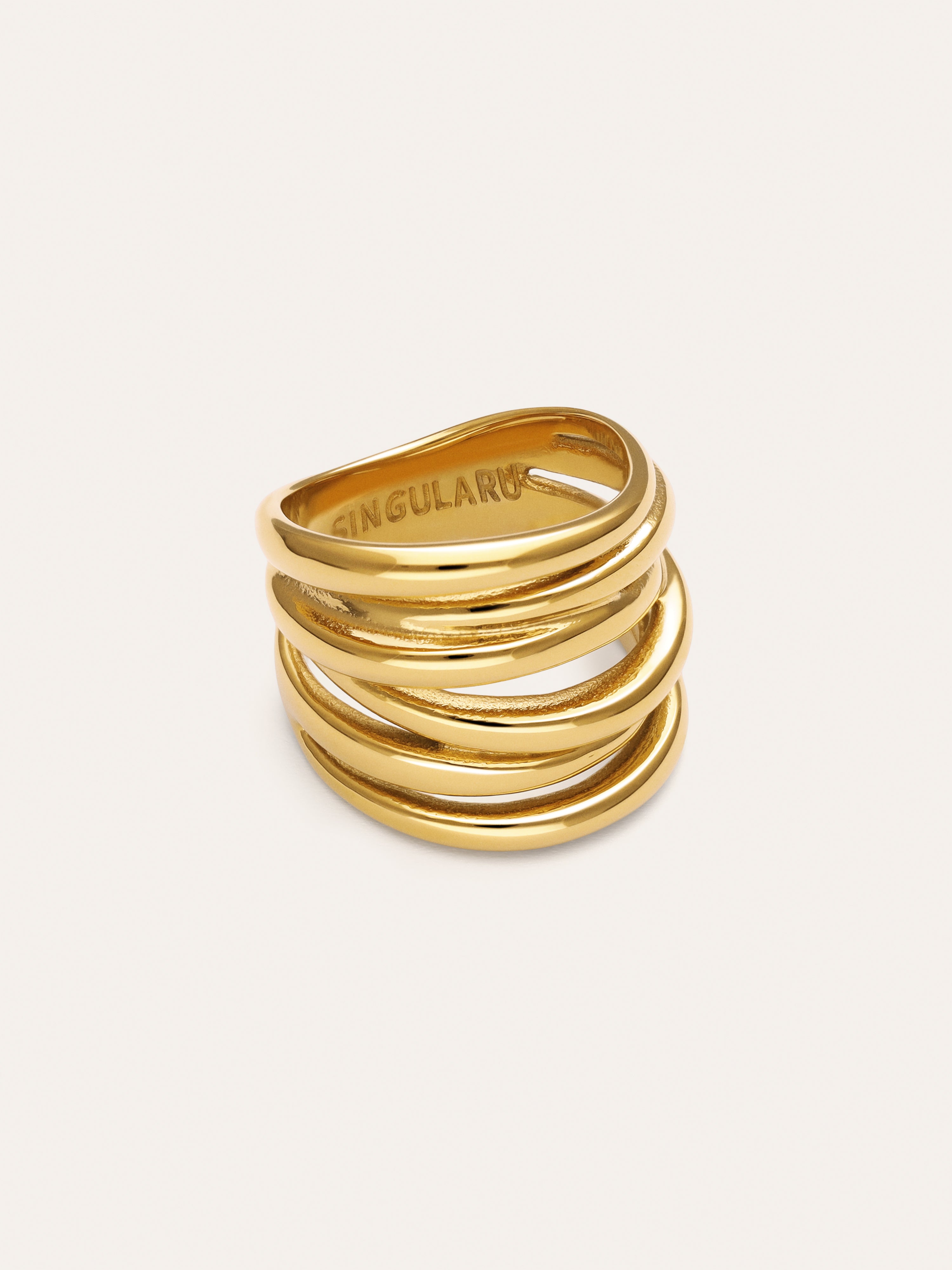 Anillo Ondina Acero Baño Oro