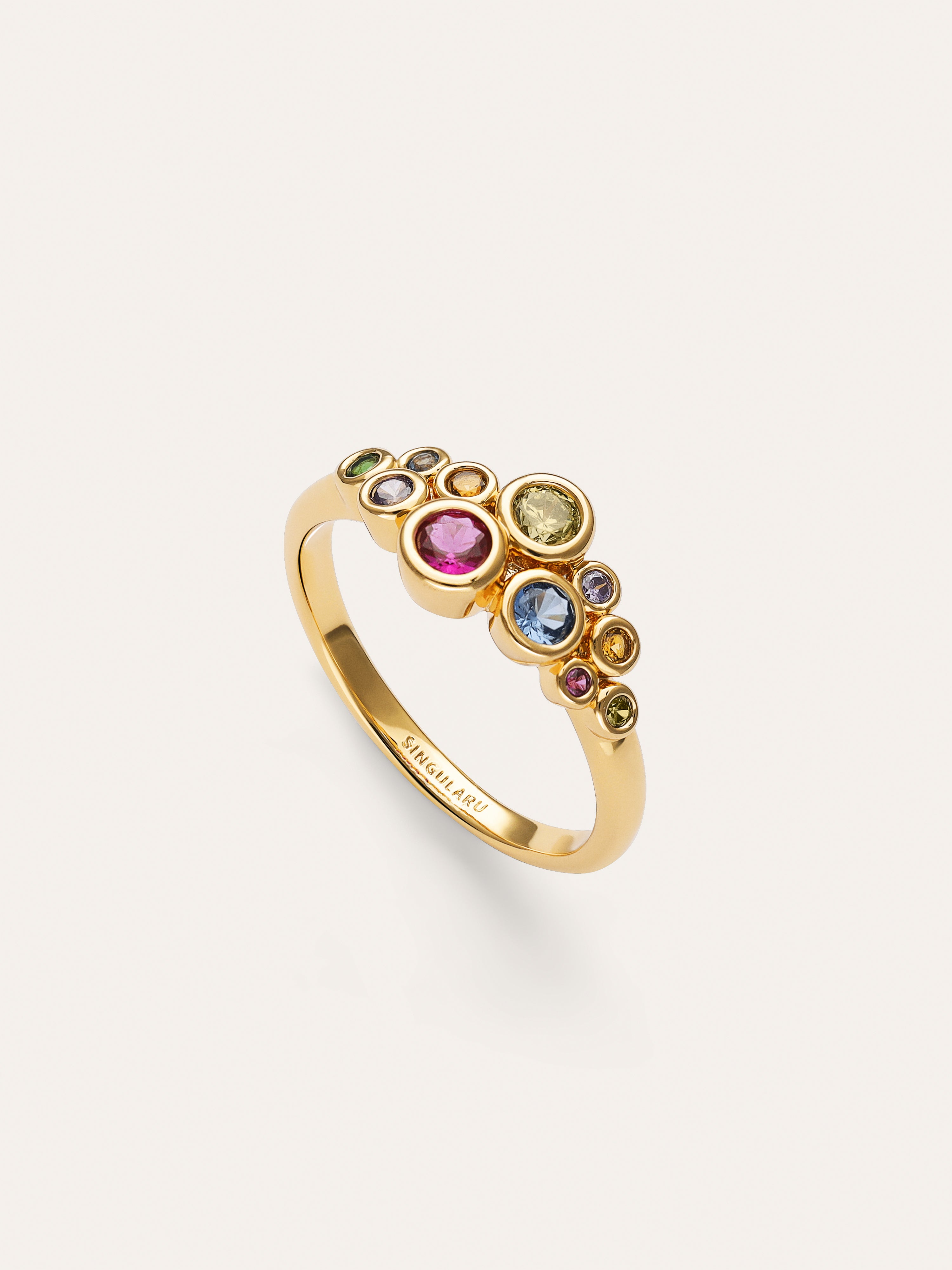 Anillo Rainbow Bubbles Baño Oro