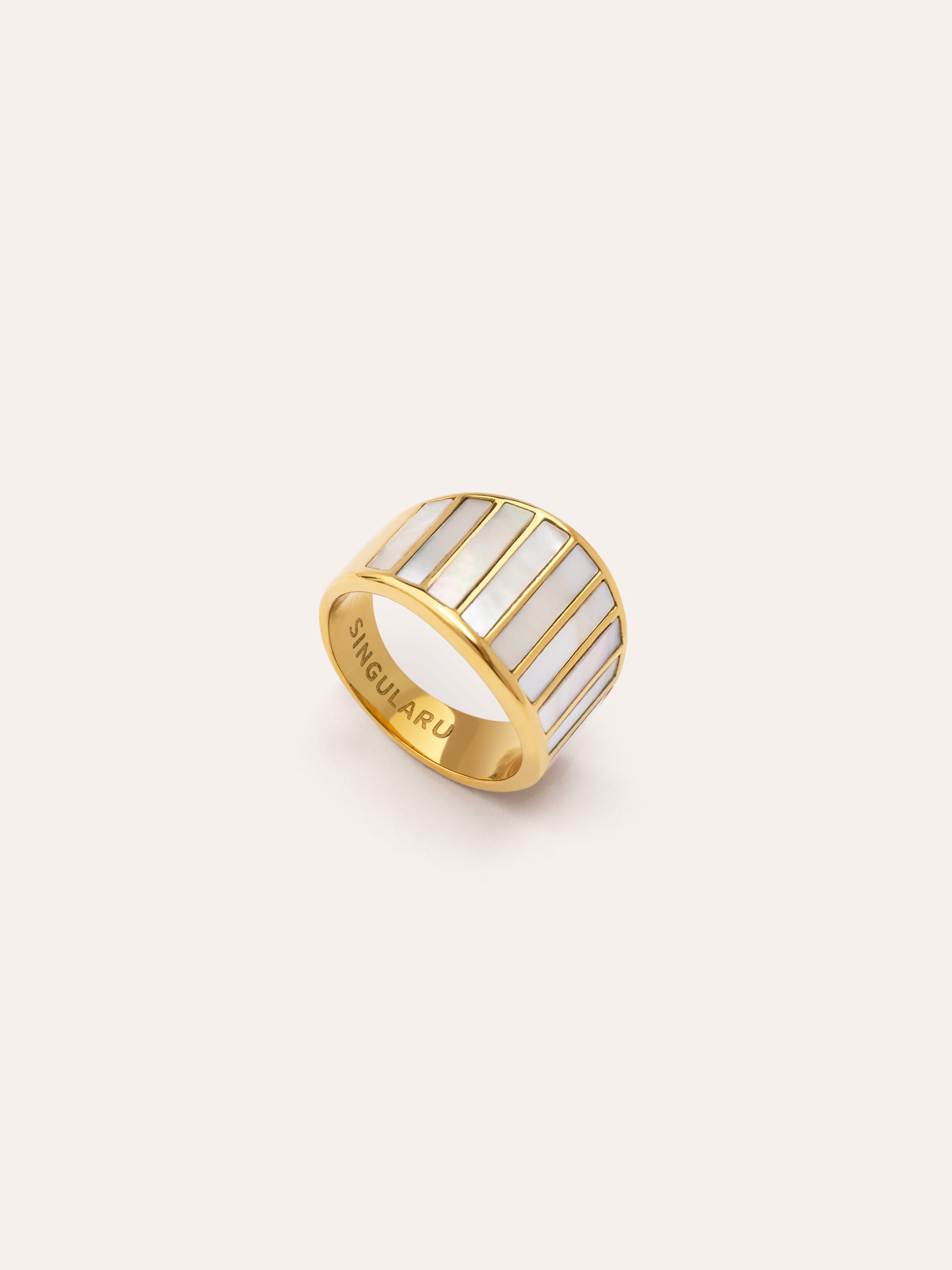 Anillo Siren Shells Acero Baño Oro