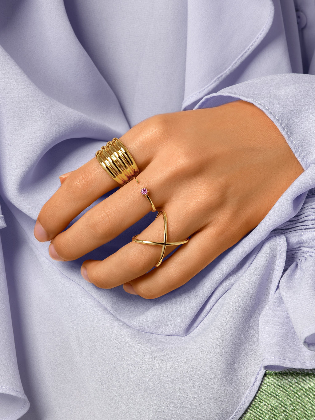 Anillo Sophie Lavande Plata Baño Oro