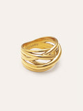 Anillo Triple Cross Acero Baño Oro