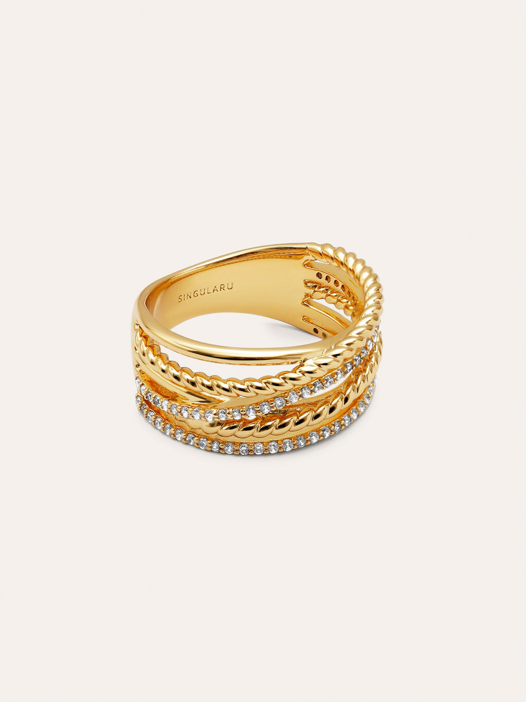 Anillo Triple Cross Spark Baño Oro