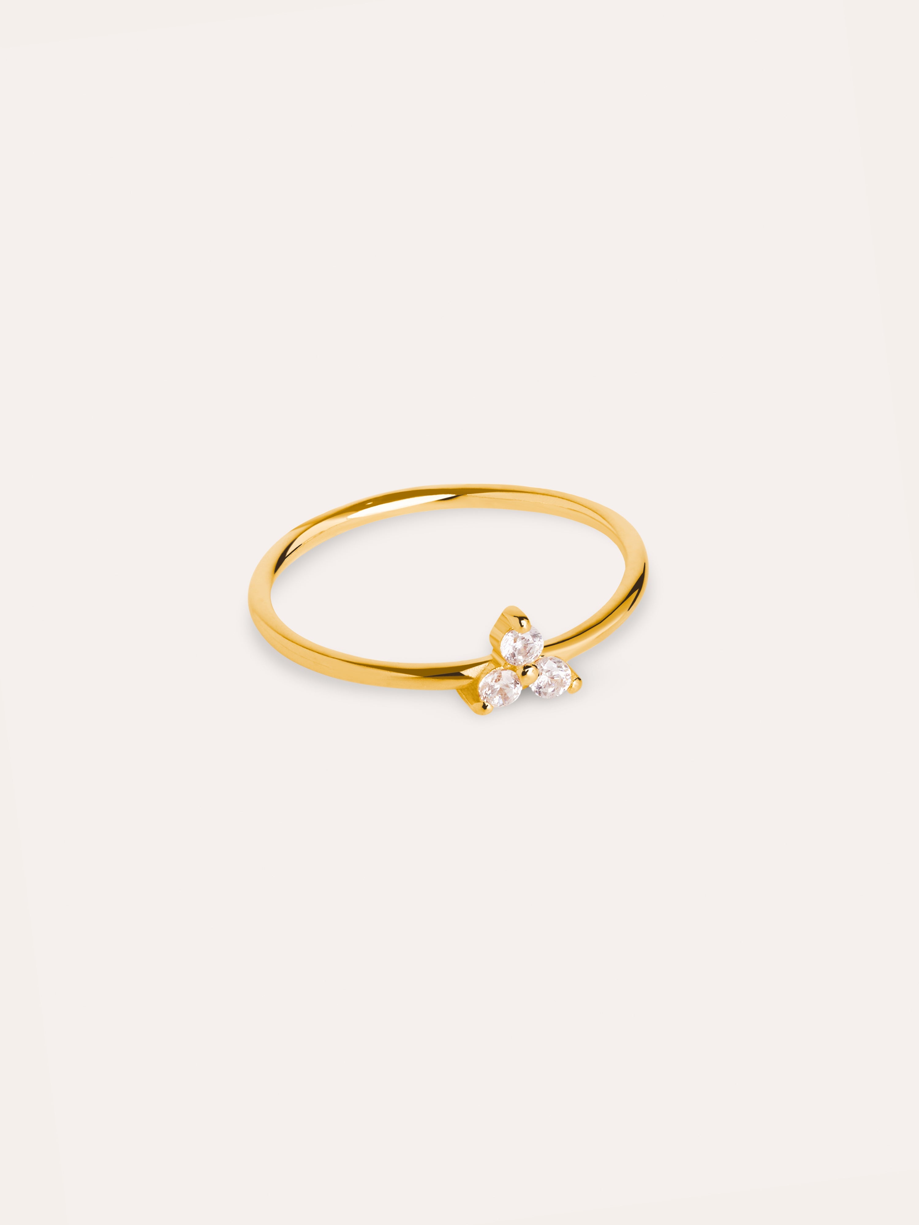 Anillo Trébol Plata Baño Oro
