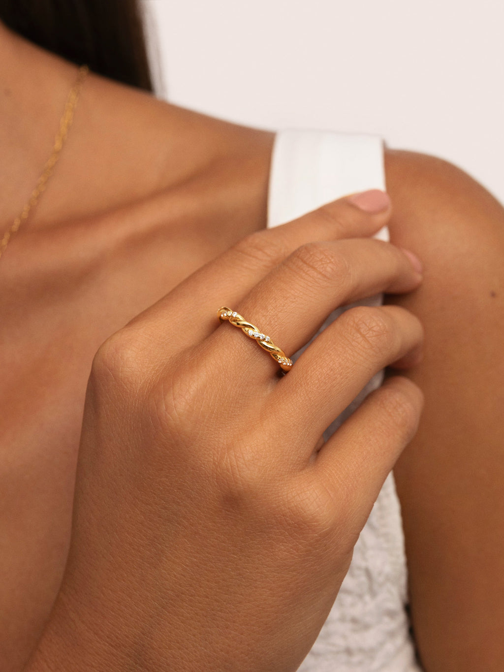 Anillo Tressia Plata Baño Oro
