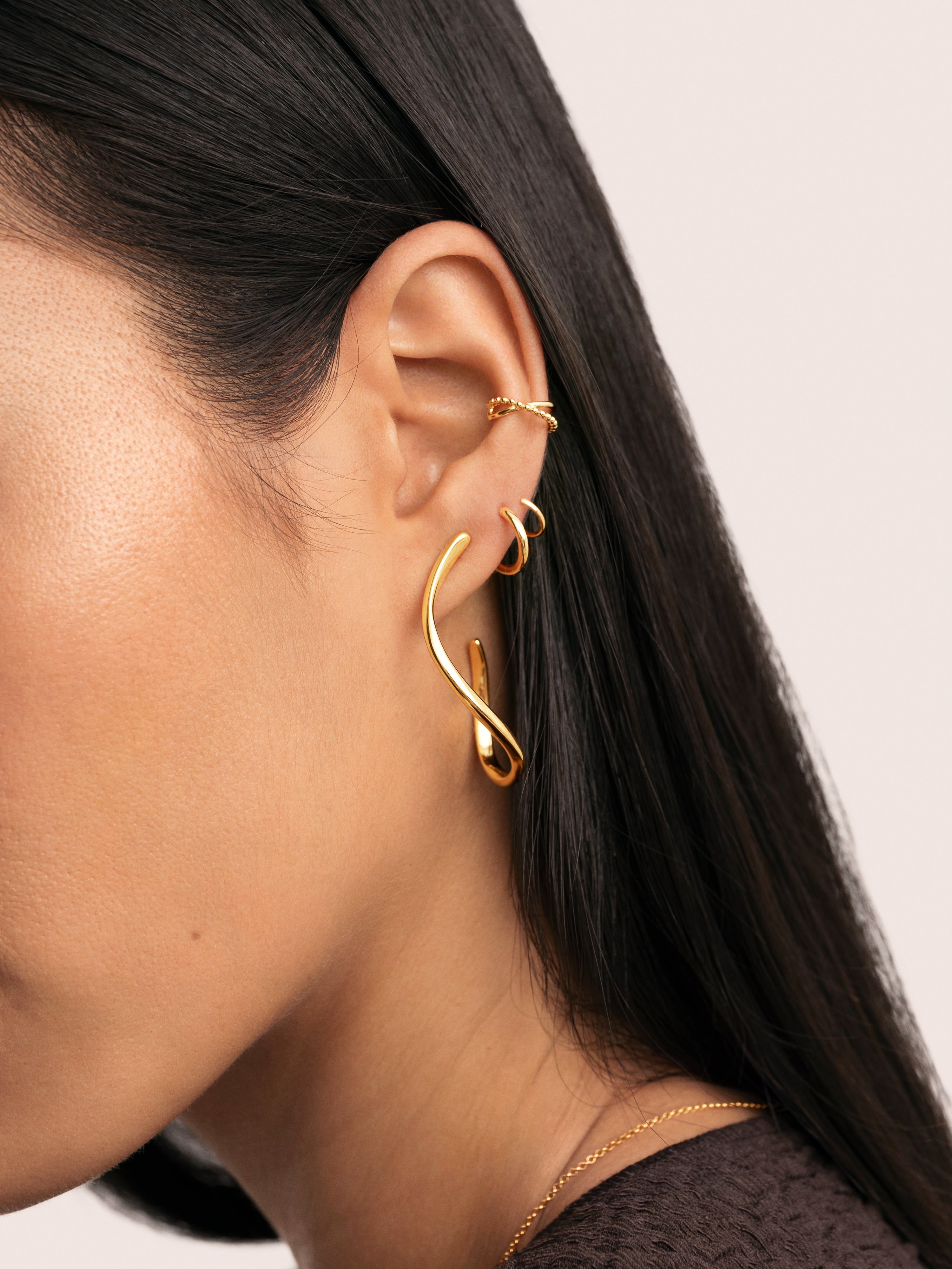 Pendientes Gota Spiral Acero Baño Oro