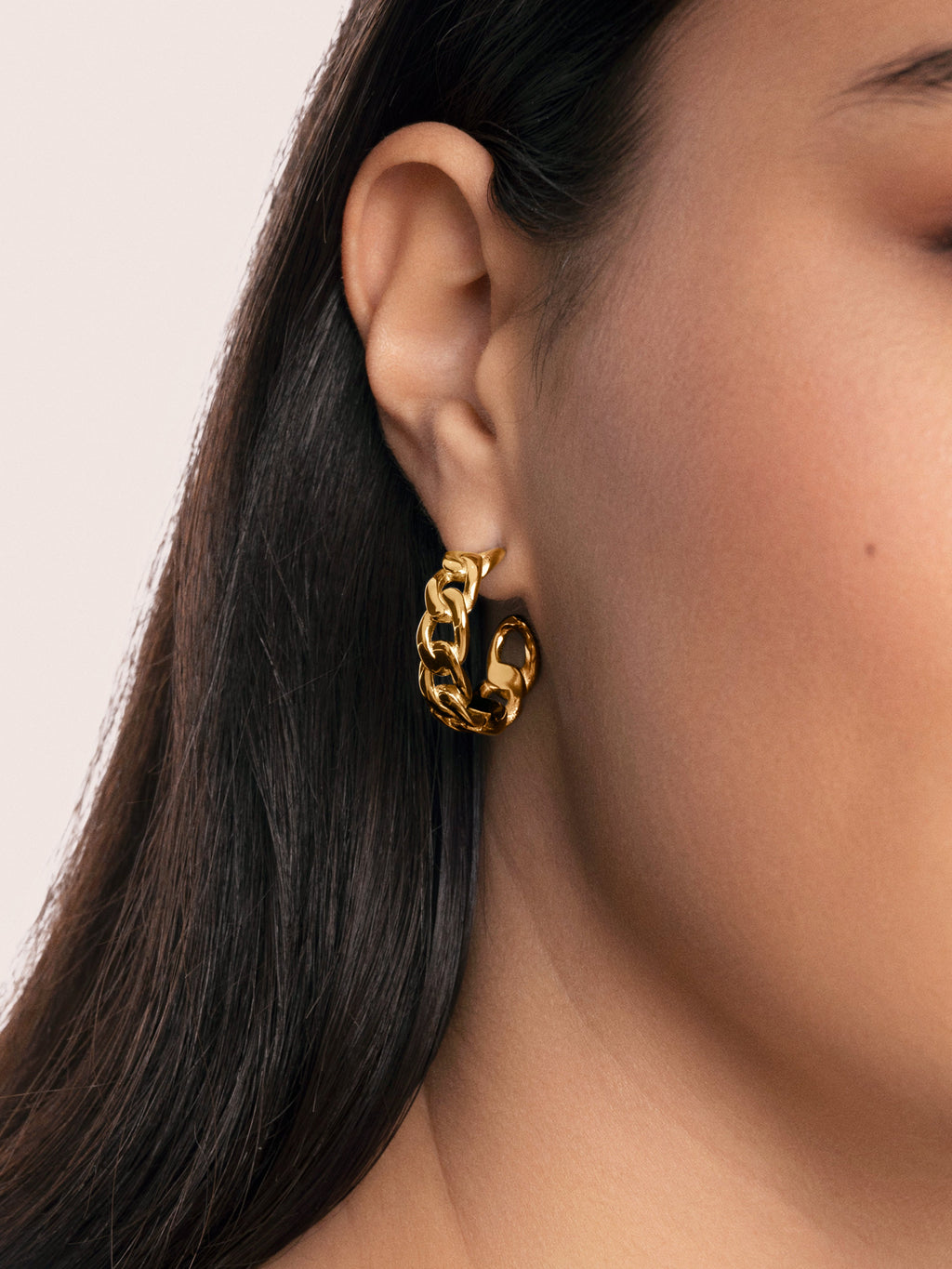 Pendientes Chunky Eslabón Acero Baño Oro
