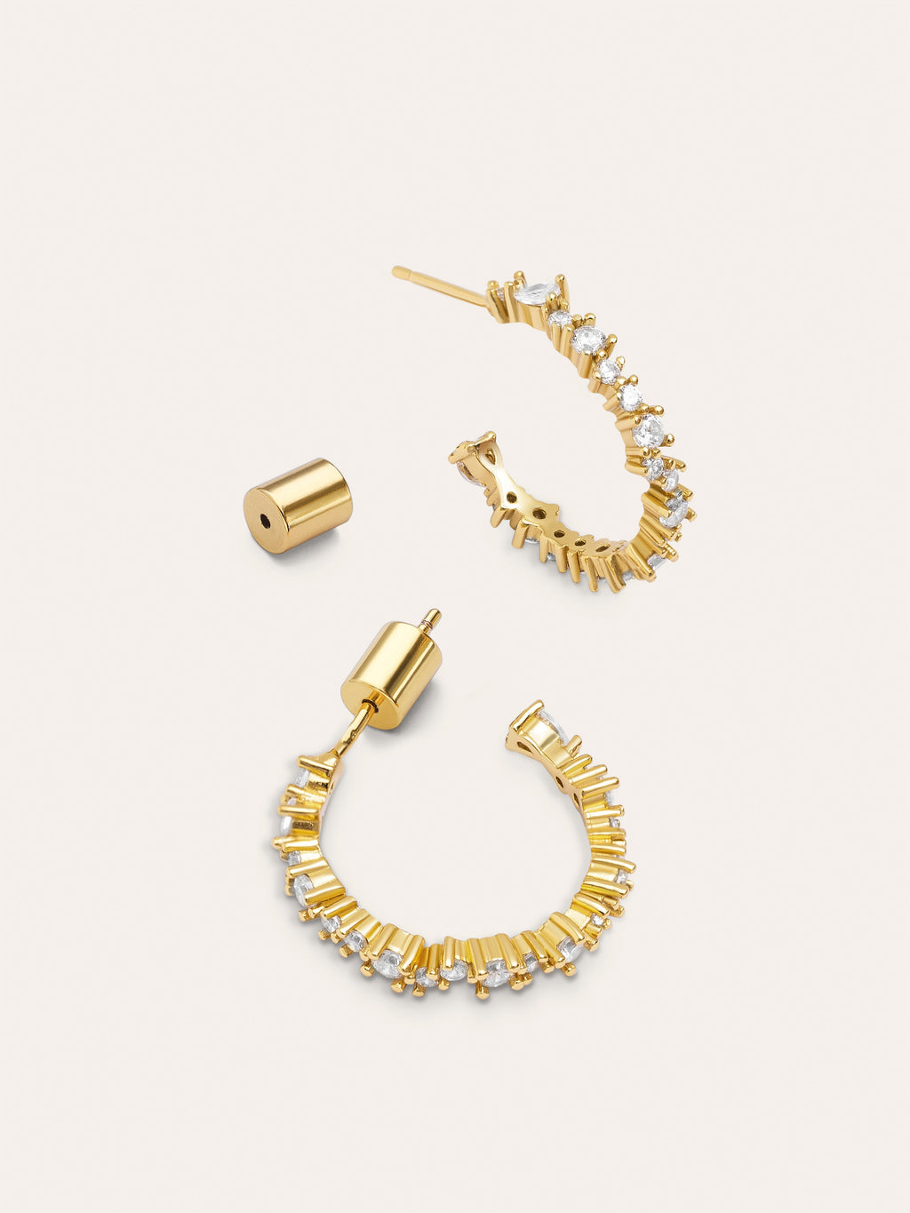 Pendientes Aro Estellar White Baño Oro