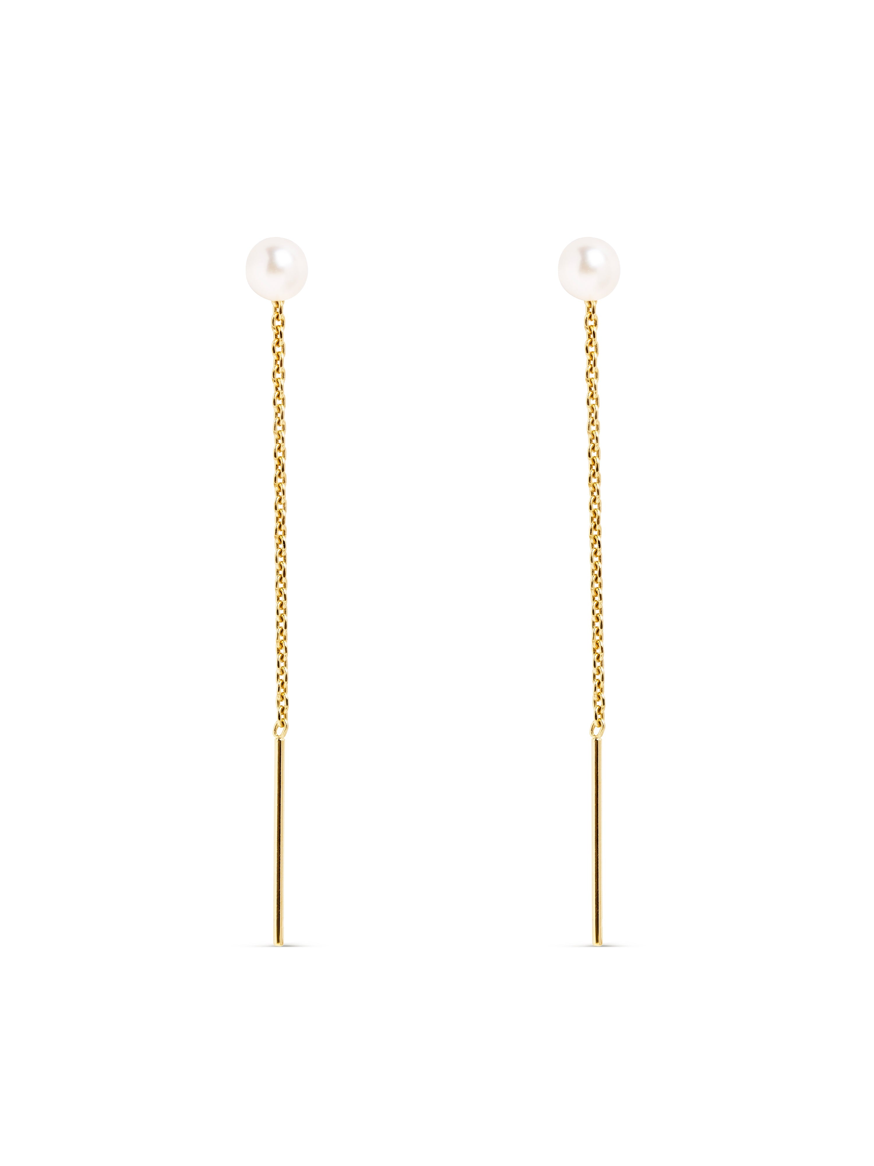 Pendientes Falling Pearl Plata Baño Oro